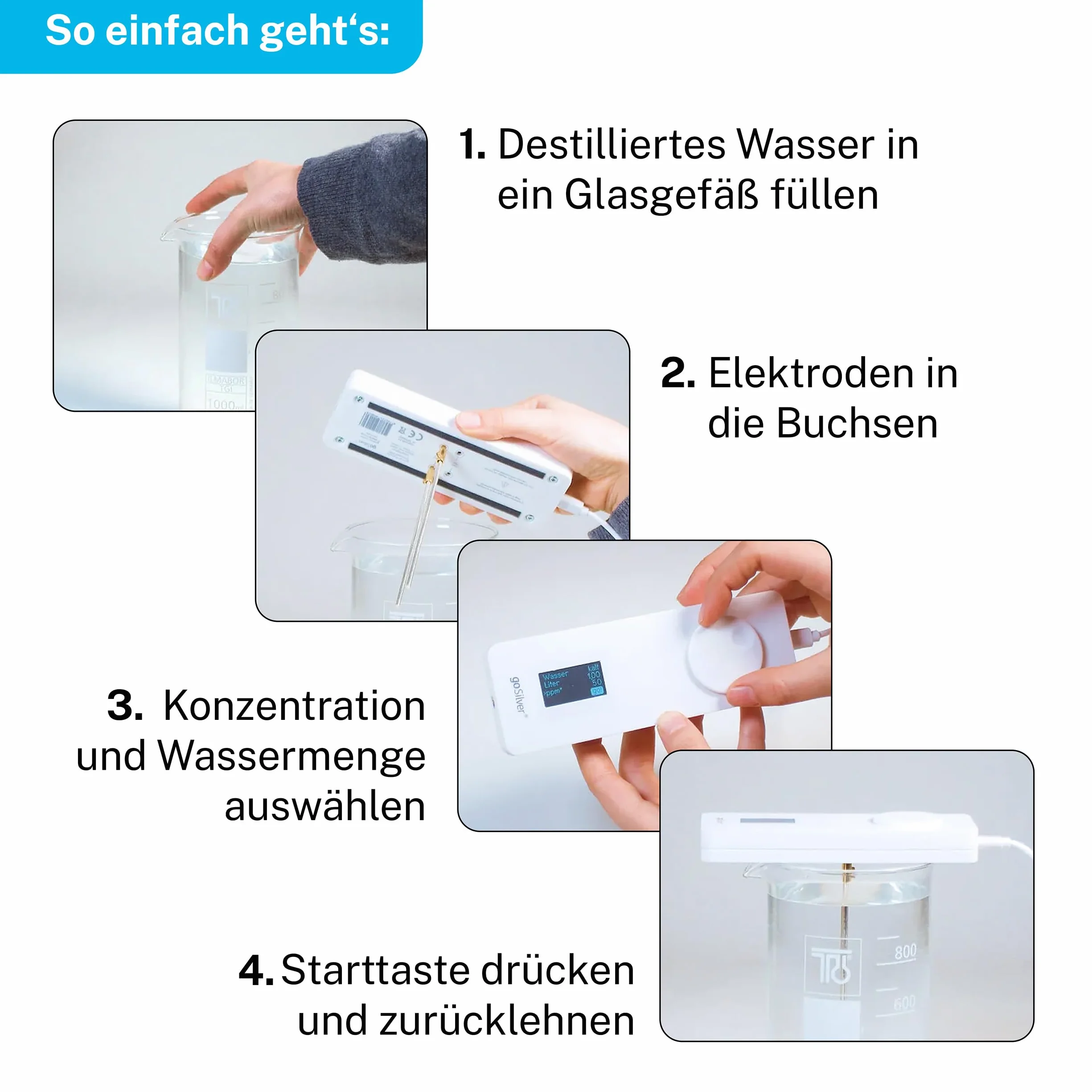 Plus Set - Silbergenerator mit Display, vollautomatisch (Inkl. 1 Paar Silber Elektroden Wide)