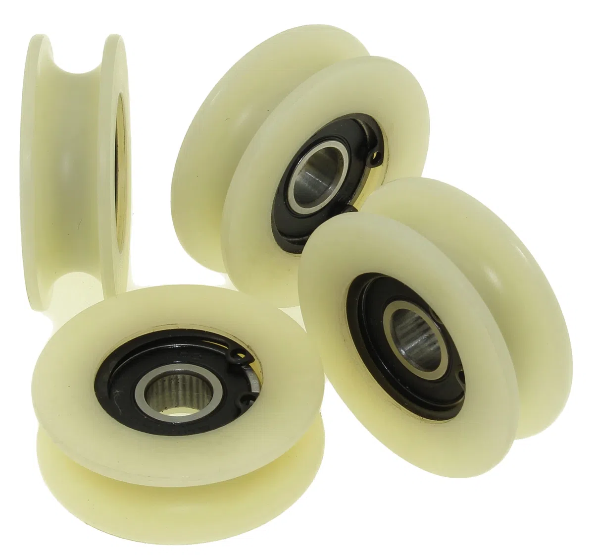 4 Stück Nylon Riemenscheibenrollen mit 10mm Rundnut 45mm Ø 10mm Lager 50kg Tragkraft präzise in der EU gefertigt (45-10-10)