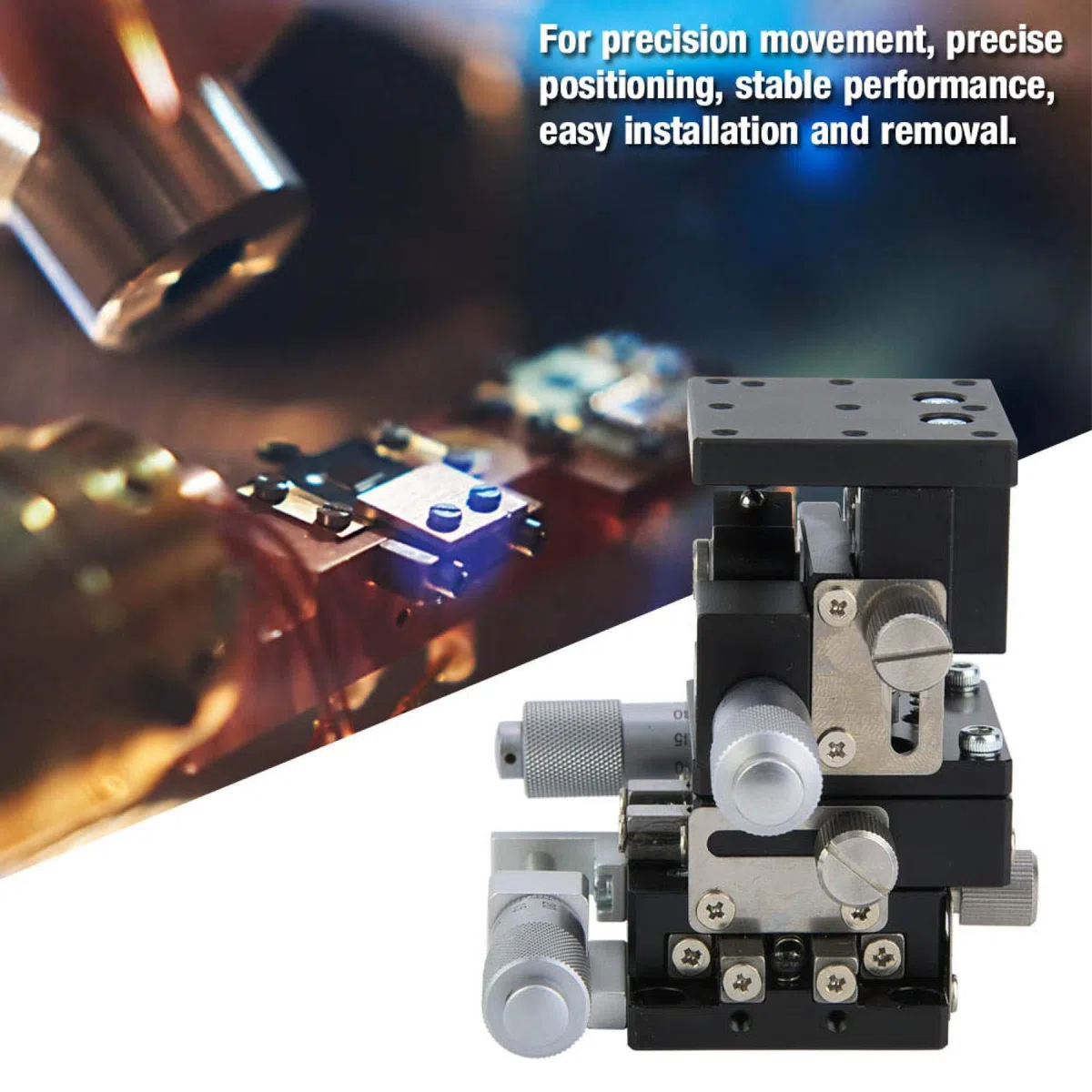 Manueller XYZ-Lineartisch mit 3 Achsen, LD40-LM 3-Achsen-XYZ-Lineartisch zum Trimmen von Plattformlager-Tuning-Schiebetisch 40x40mm