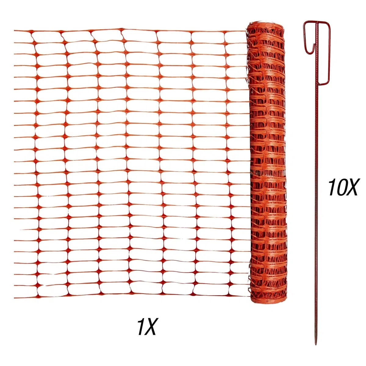 horizont Baustellenabsperrung, 50m lang, 1m hoch, Absperrzaun Set inkl. 10 Absperrleinenhalter für Baustellen, Kunststoff, orange, Absperrung, Fangzaun, flexibel, mobiles Netz