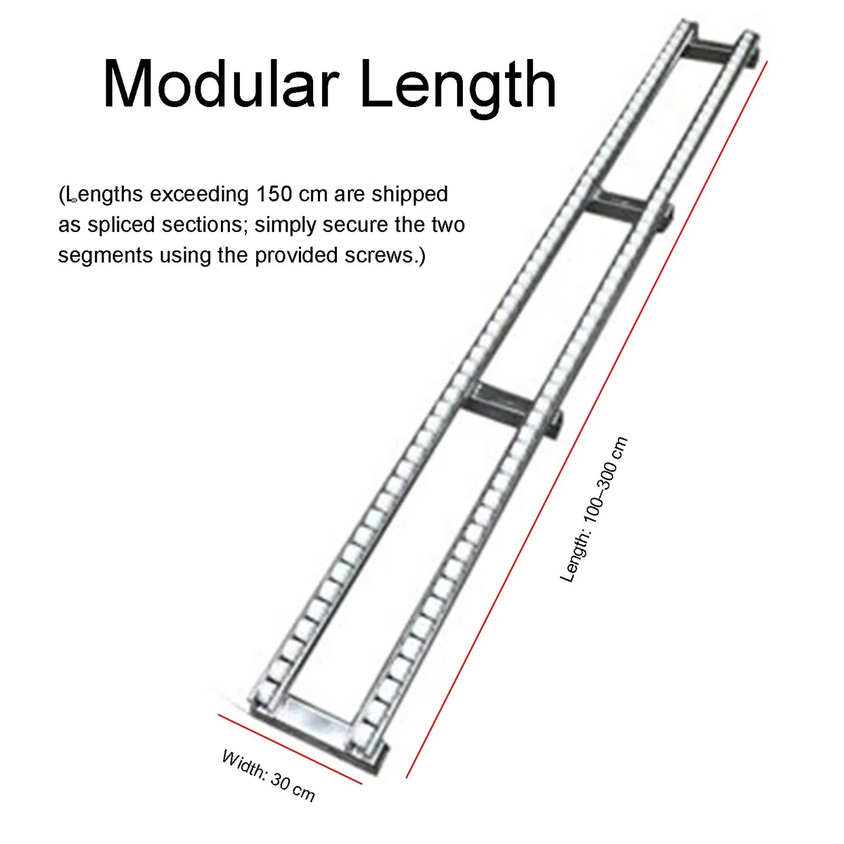 Schwerkraft Rollenbahn Hoher Dichte, Edelstahl Entladerutsche LKW, Lager Materialtransport Schiene 68kg Tragkraft(A-30x160cm)