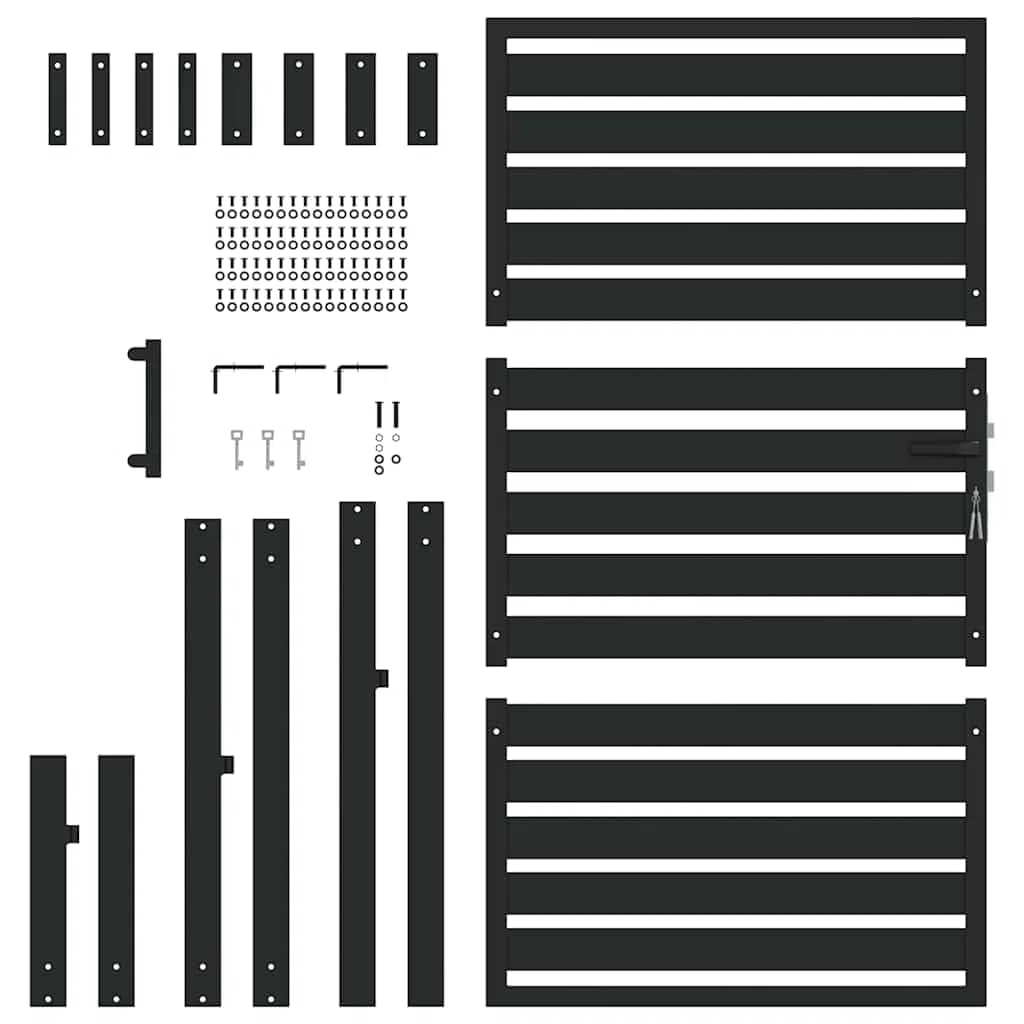 Gartentor Abschließbar Aluminium, Zauntor, Zauntür,Gartentür, Schwarz 100x150 cm