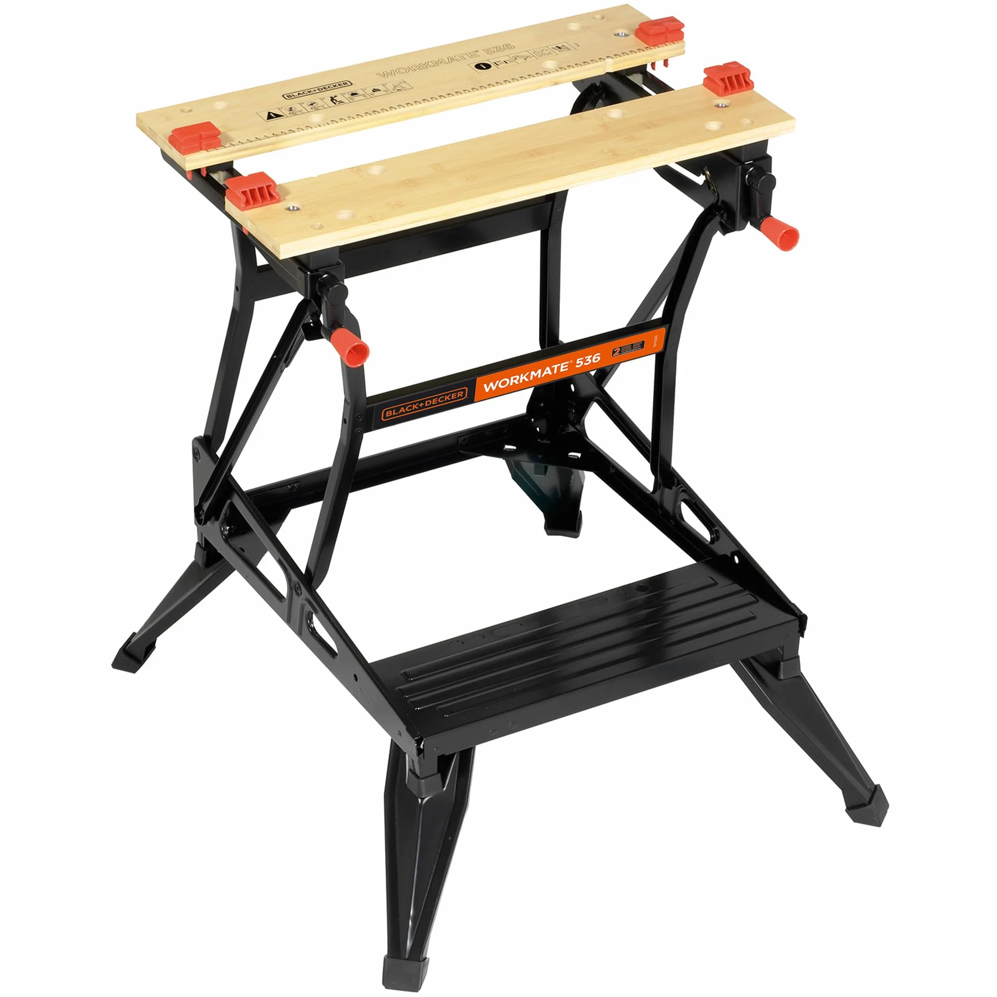 BLACK+DECKER Flexible Werkbank für Werkstatt (Sägebock Werkbank klappbar als Werkstatteinrichtung mit großer Arbeitsfläche, höhenverstellbar, bis 160kg belastbar, Arbeitsfläche: 25 x 61cm) WM536-XJ