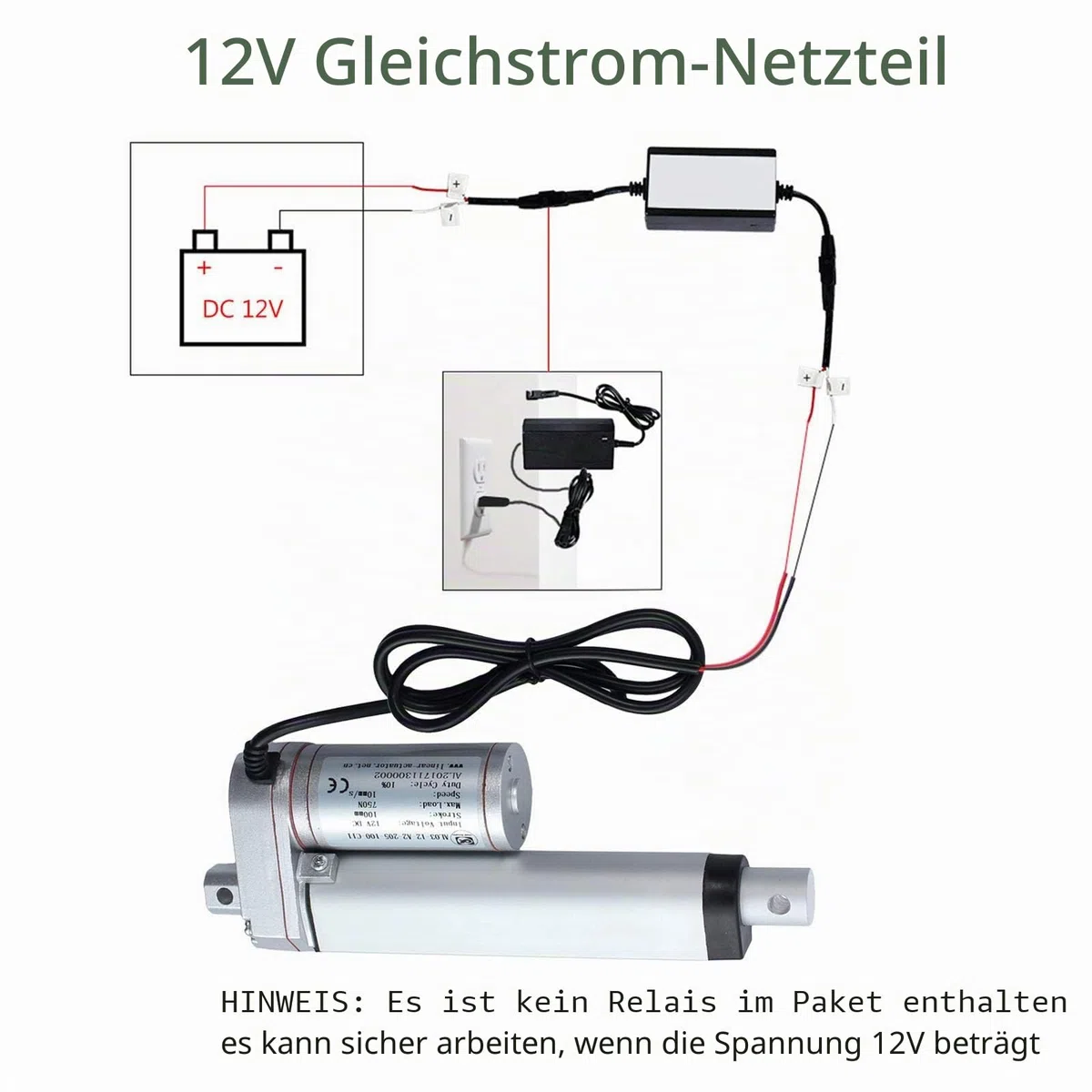 EYPINS Linearantrieb Linearmotor 12V, 1000N 50mm Hub max Linearantrieb, Toröffner Verstellantrieb Linear Actuator Motor Lineartechnik-Aktuatoren für Elektrisch Motor Auto Möbel Lifting Sofa (14mm/s)
