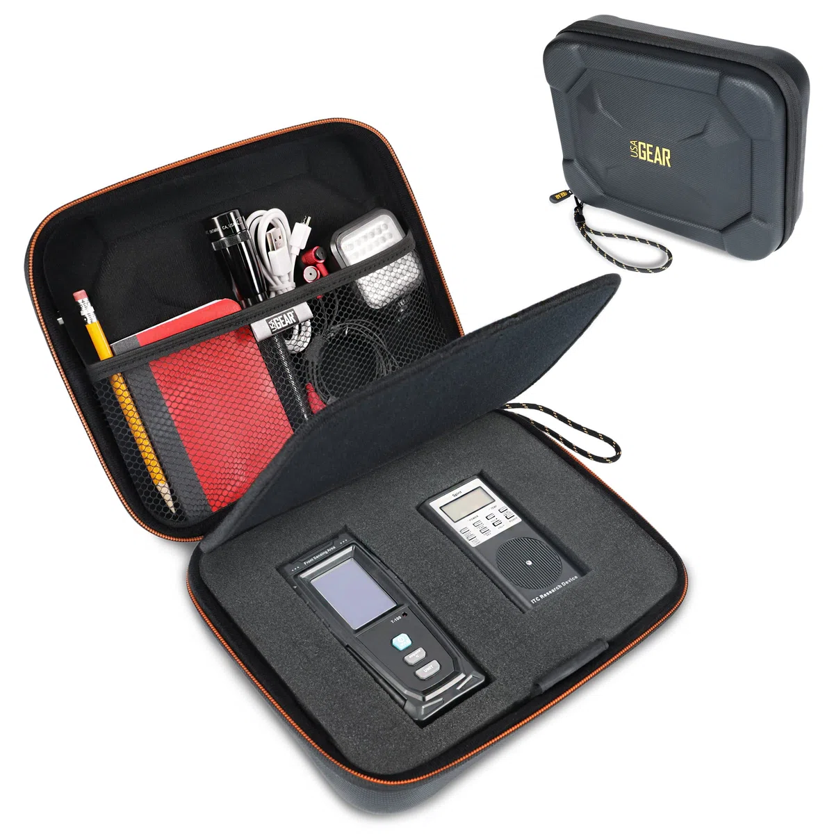 USA Gear Koffer für Geisterjagd-Ausrüstung – Tasche für Paranormale Ausrüstung, Anpassbares Inneres, Wasserabweisendes Äußeres, Kompatibel mit EMF-Messgerät, Spirit Box und Mehr (nur Koffer)