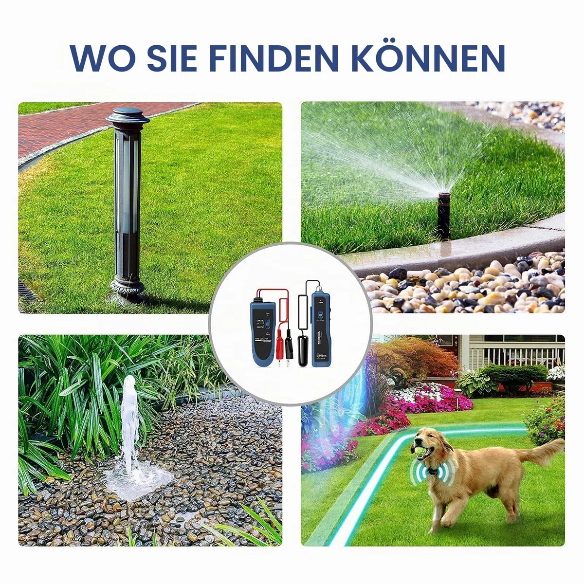 F02 Pro Erdkabel-Suchgerät, Kabelsuchgerät mit Kopfhörer, Kabeltester für Hundezaunkabel, Drähte zur Bewässerungssteuerung