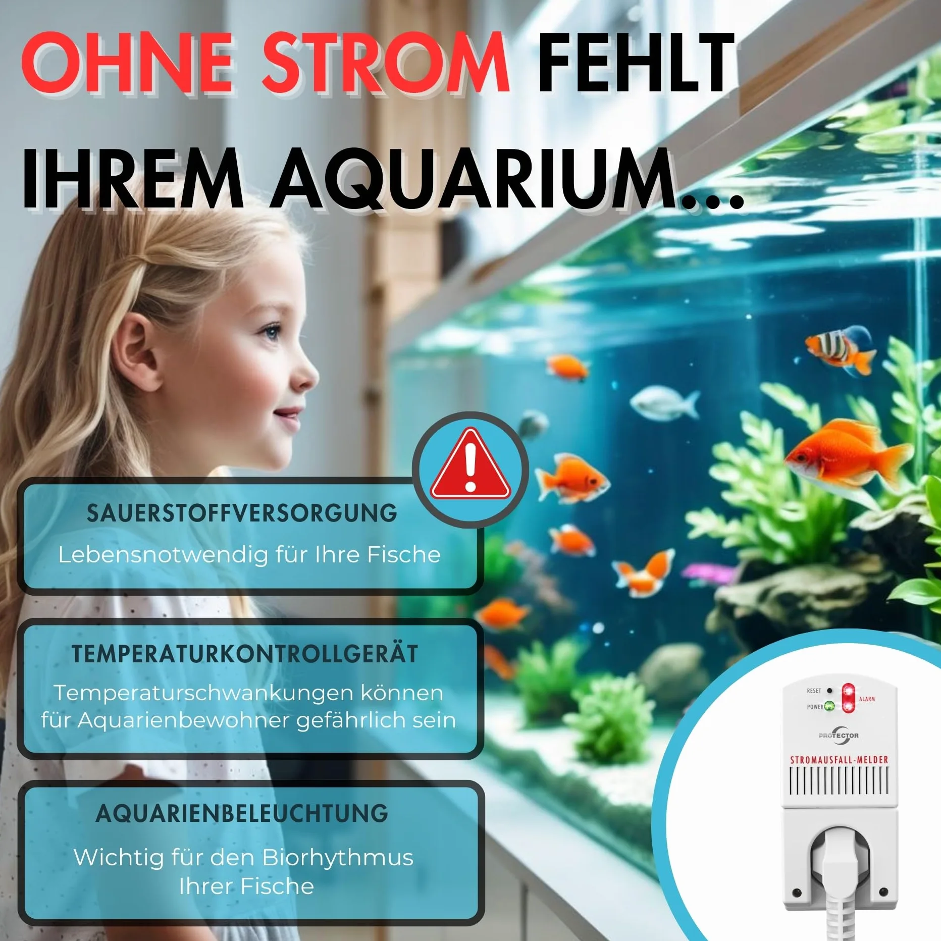 Protector SAM 1000 Stromausfall-Melder | 3500 Watt | Notstrom-gepuffert | 12 Stunden | Stromausfall-Alarm | Kühlschrankalarm
