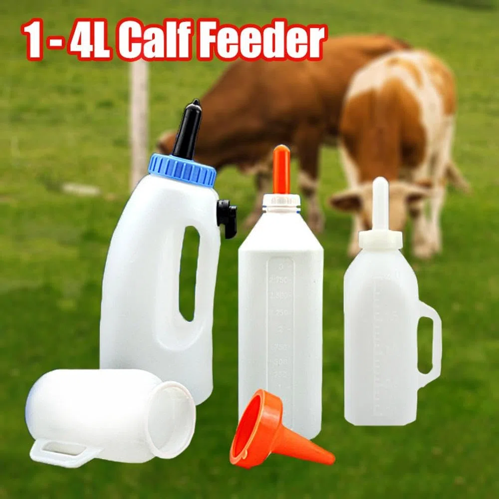 3L Kälberflasche, Kälbermilchflasche Kunststoff mit Silikondüse für Kälber Lämmer Ferkel Bauernhof Tiere (mit Griff)