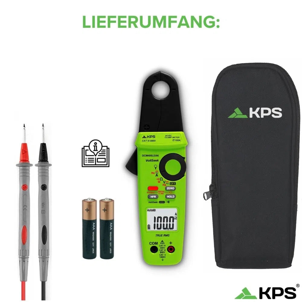 KPS-DCM400LEAK Leckstromzange TRMS 20mA bis 100A AC/DC - Spannung 1000V AC/DC - Tiefpassfilter (50Hz - 800Hz) & NCV