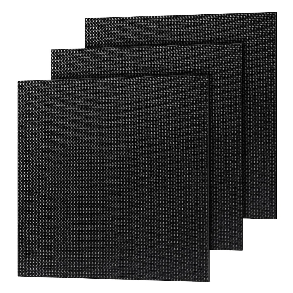 OLYCRAFT 3er Pack 240x240x1.5MM Kohlefaserplatte 3K Echte Kohlenstofffasermatte 100% 3K Laminatplatte Platte Leichtgewicht Hochfeste Platte für RC Flugzeuge Drohne Laptop Reparaturplatte