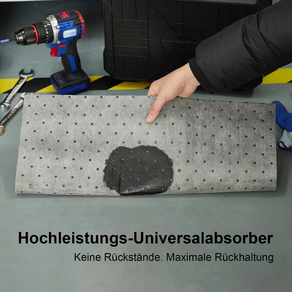 100 Stück Universelle Ölsaugtücher mit Karton, 25 x 33cm Ölauffangmatte Öltröpfchenabsorber, Öltropfen Ölabsorbierende Polster/Matten, für Werkstatt Garage und Oldtimer, Zuhause, Keller, Küche