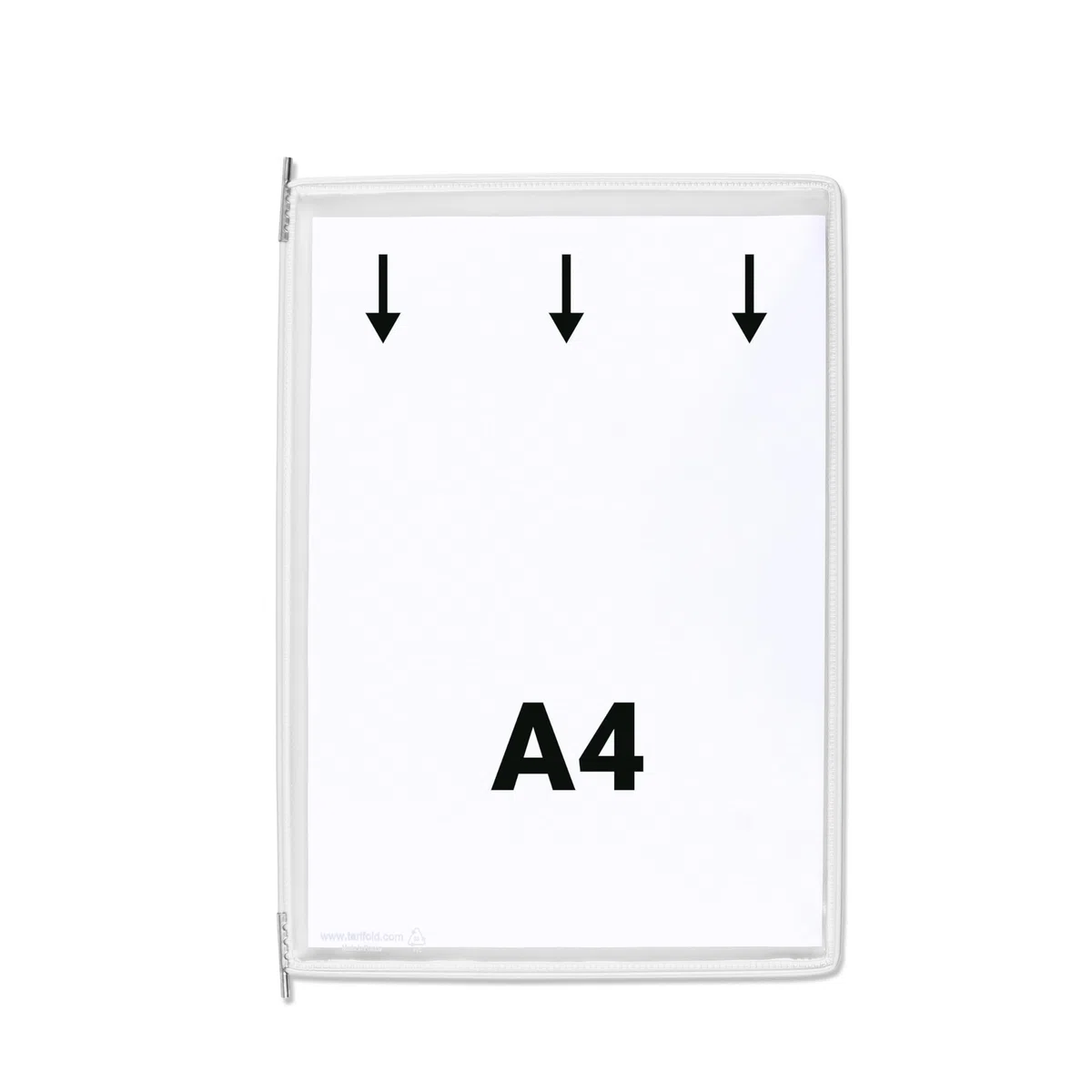 Tarifold 114002 - A4 PVC-Taschen mit Zapfen für Wanddisplayset und Dokumentenablage aus Metall, weiss, 10 Taschen