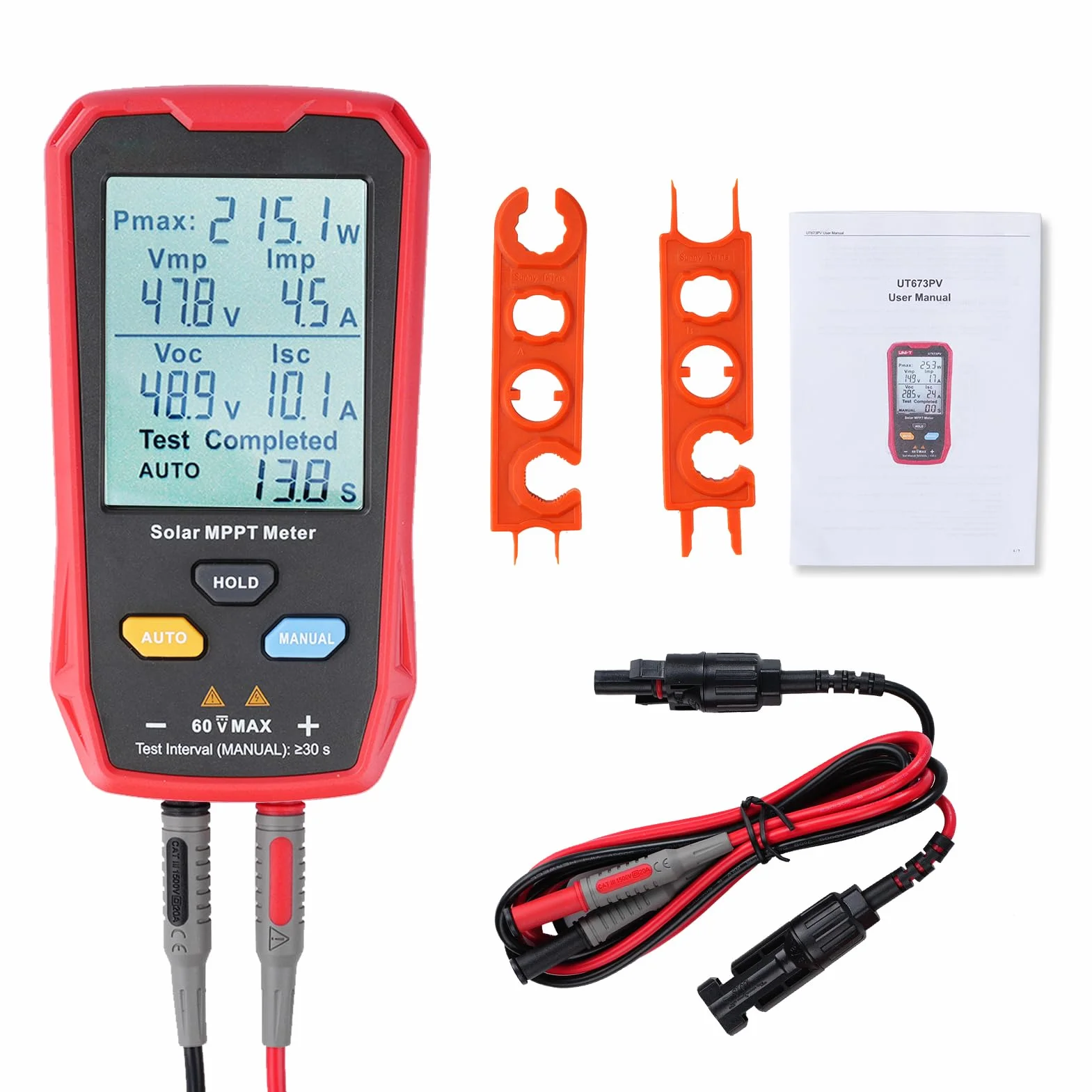 Buyweek MPPT Solarpanel Tester, 800W Photovoltaik Multimeter mit LCD-Display, kein Strom erforderlich, für PV Solar Panel Fehlerbehebung Leerlaufspannung Tester