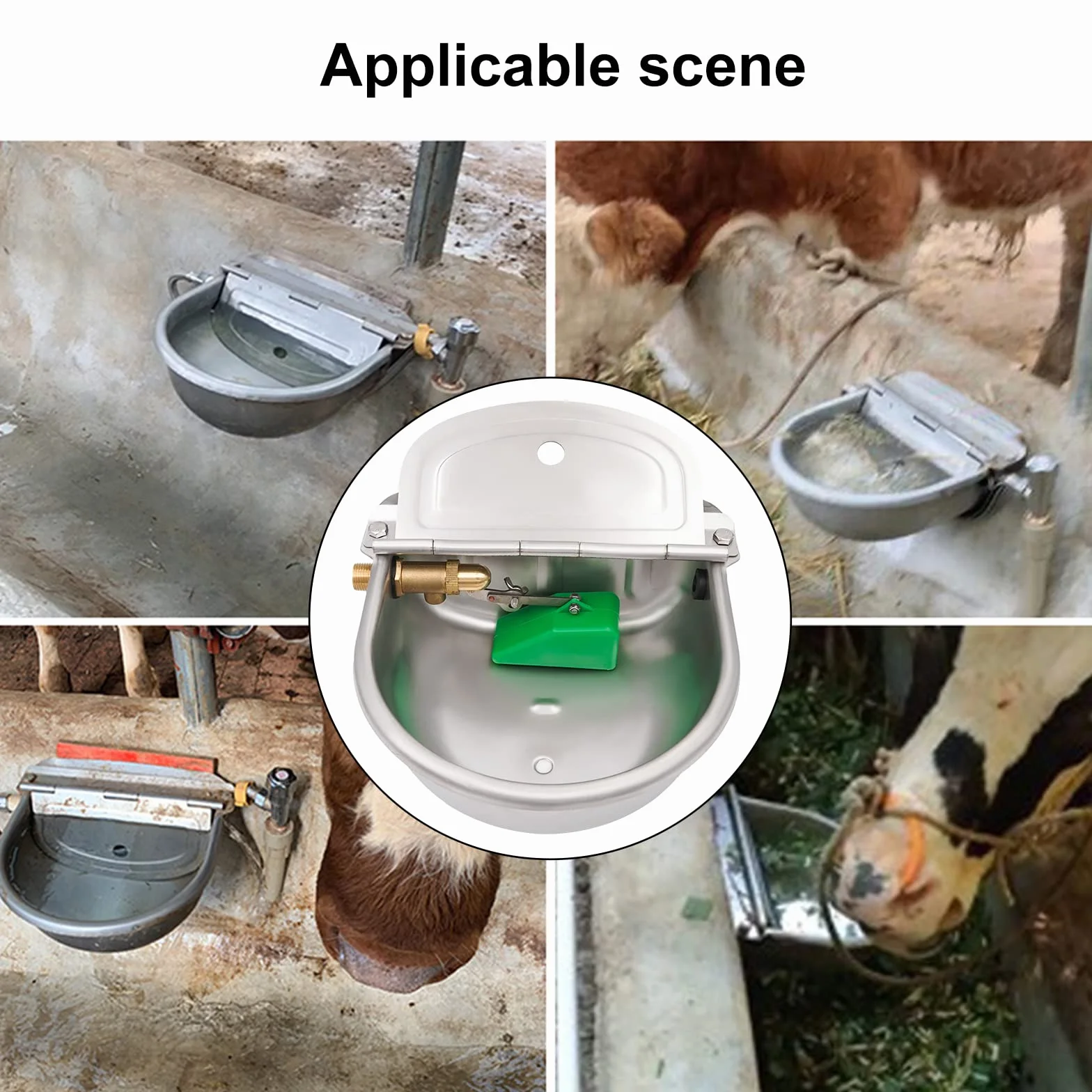 Automatische Tränkebecken mit 1/2 Zoll Schwimmerventil, Edelstahl-Rindertrinkschale, Pferdetrinkschale mit Abflussloch, für Hunde, Rinder, Schaf, Pferde und Viehtrinkrog