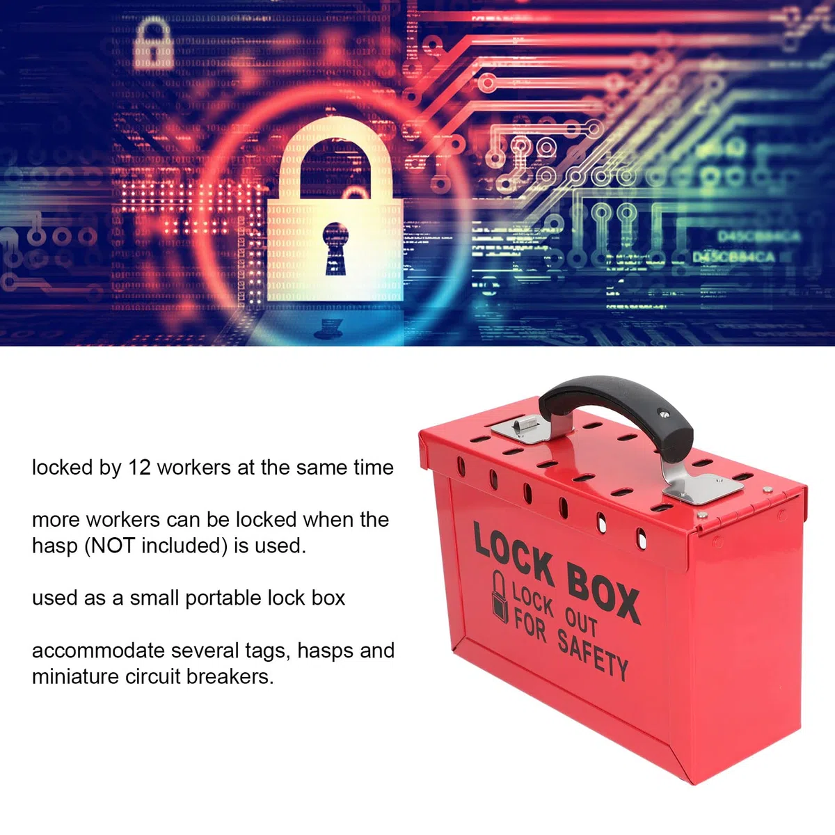 Lockout Tagout Box, Tragbare Gruppenschloss-Box mit 12 Steckplätzen, Robuste Gruppen Lockout Tagout Station für Gruppen Lockout Haspen, Lockout Tags, Sicherungsautomaten