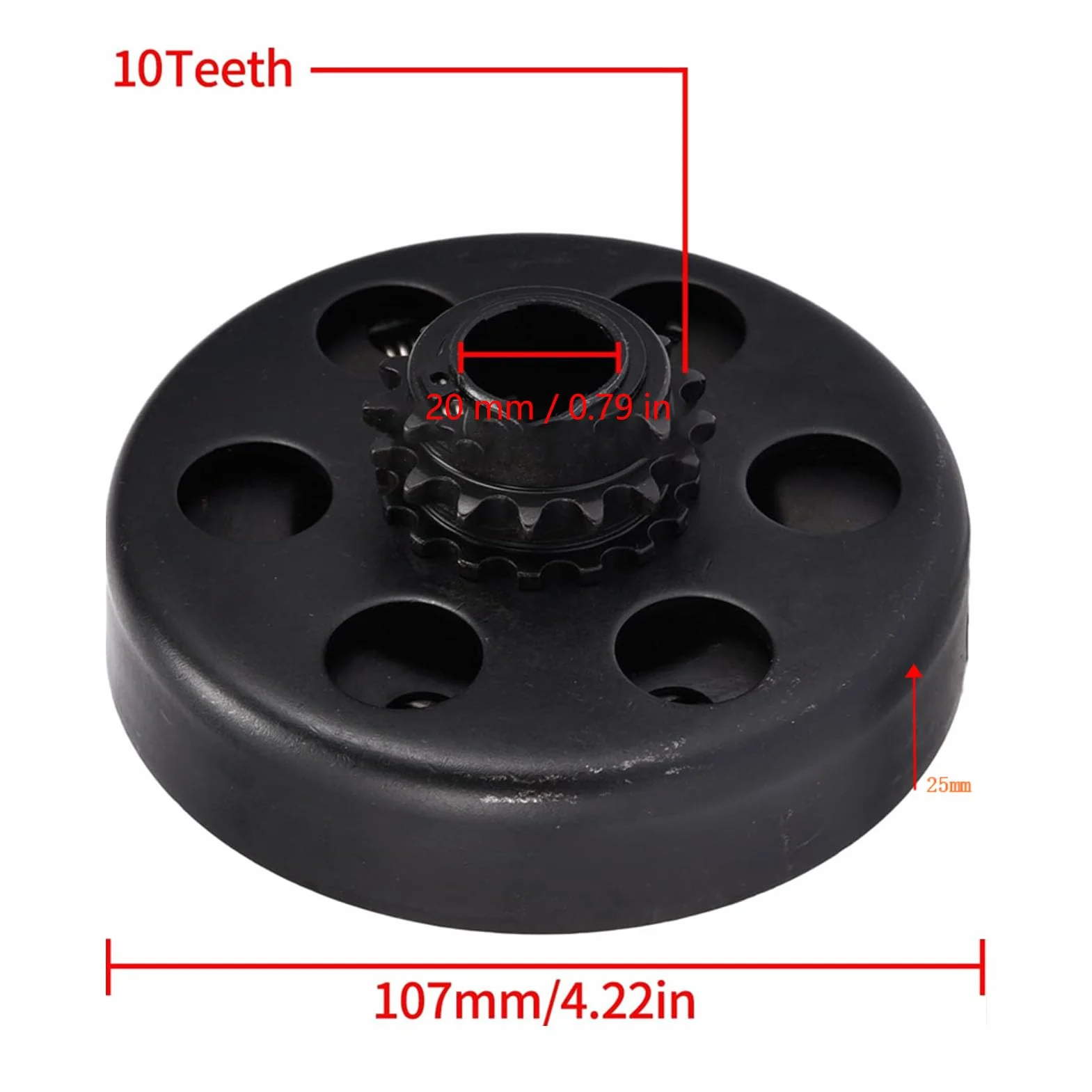 20-Mm-10T-Kart-Rennkupplung, Premium-Metalldesign für Mini-Bikes, 420-Kette, 210-168F/170F-Motor, mit Kaliber 20 Mm, Passend für Mini-Bikes und Go-Karts