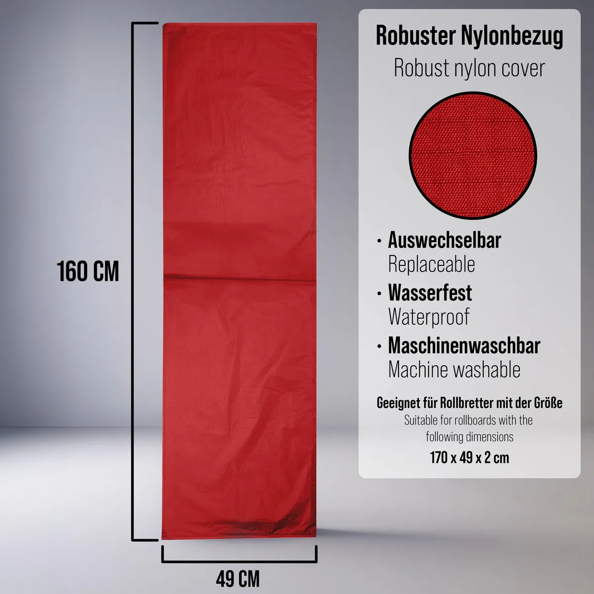 Pulox Ersatzbezug Rot für RB-100 Rollboard & Transferbrett | Abwaschbarer Austauschbezug für die Patientenumbettungshilfe, wechselbar, desinfizierbar und pflegeleicht