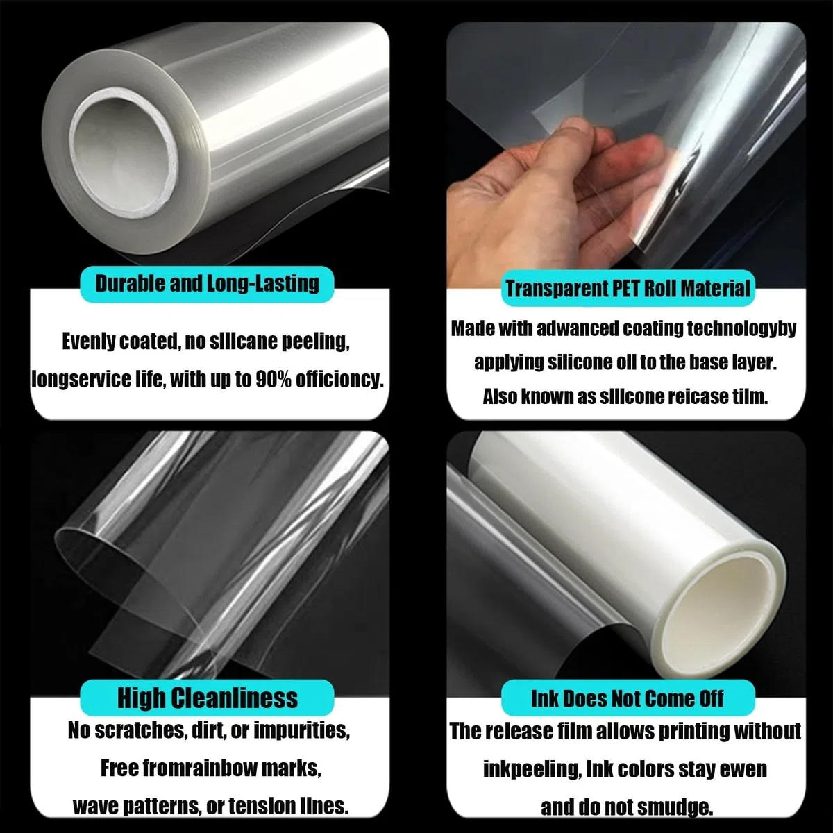 Transparente PET-Folienrolle, 0,2 mm–0,5 mm, transparente Kunststoffplatte, 61 cm Breite, flexible hitzebeständige Isolierung, Polyester-Freigabe für Bastelarbeiten, Heimwerker(0.5mm*0.61m*5m)