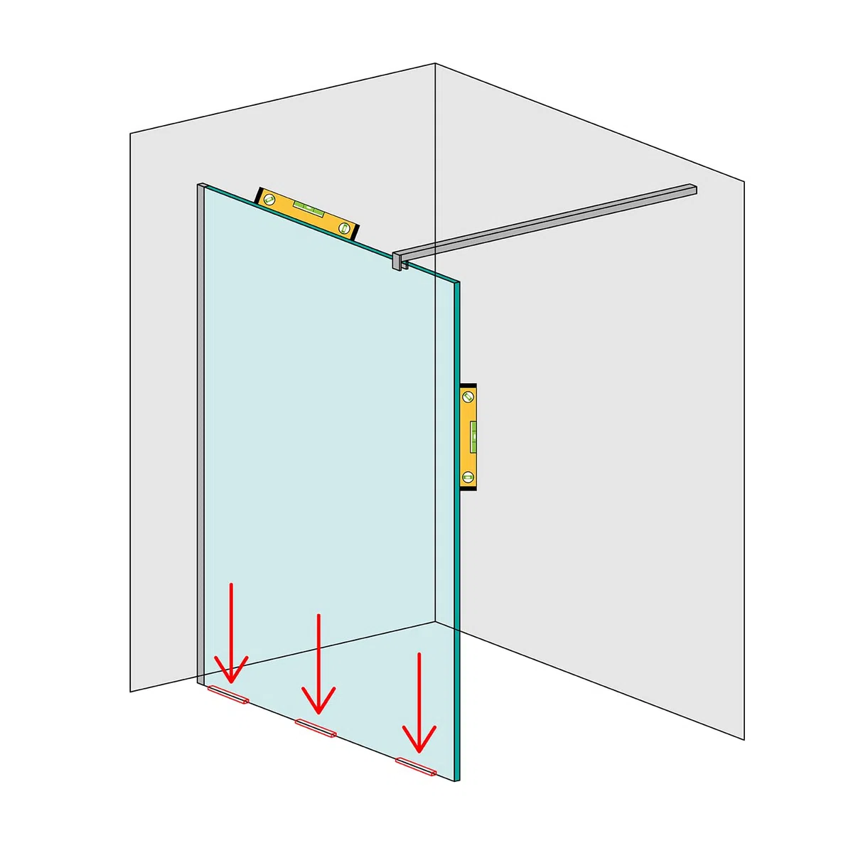 PVC Unterlegklötzer für Duschwand in 2,3 oder 4 mm für Glasdusche Glas Unterlage (10 mm)