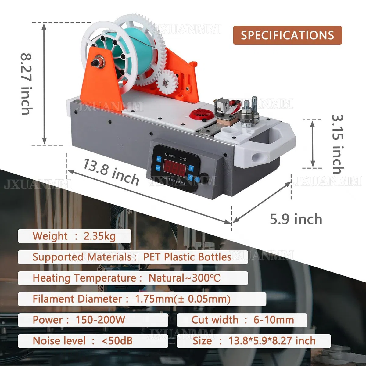 3D-Drucker-Extruder-Filament-Maker-Maschine, Desktop-Filament-Maker-Maschine, Digitale Temperaturregelung, recycelte PET-Flaschen-Recycler, für Familien, Heimwerker White