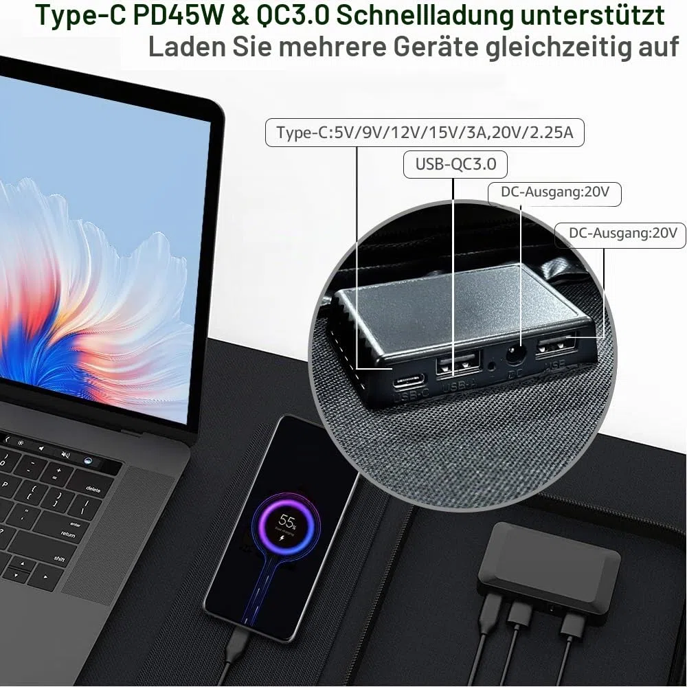 Yinleader 70W Falttragbares Solarmodul, 23% Umwandlungseffizienz, Wasserdicht Tragbares Ladegerät Solarstrom Solarpanel für Camping, Wohnmobil Outdoor Aktivitäten​ Roadtrips