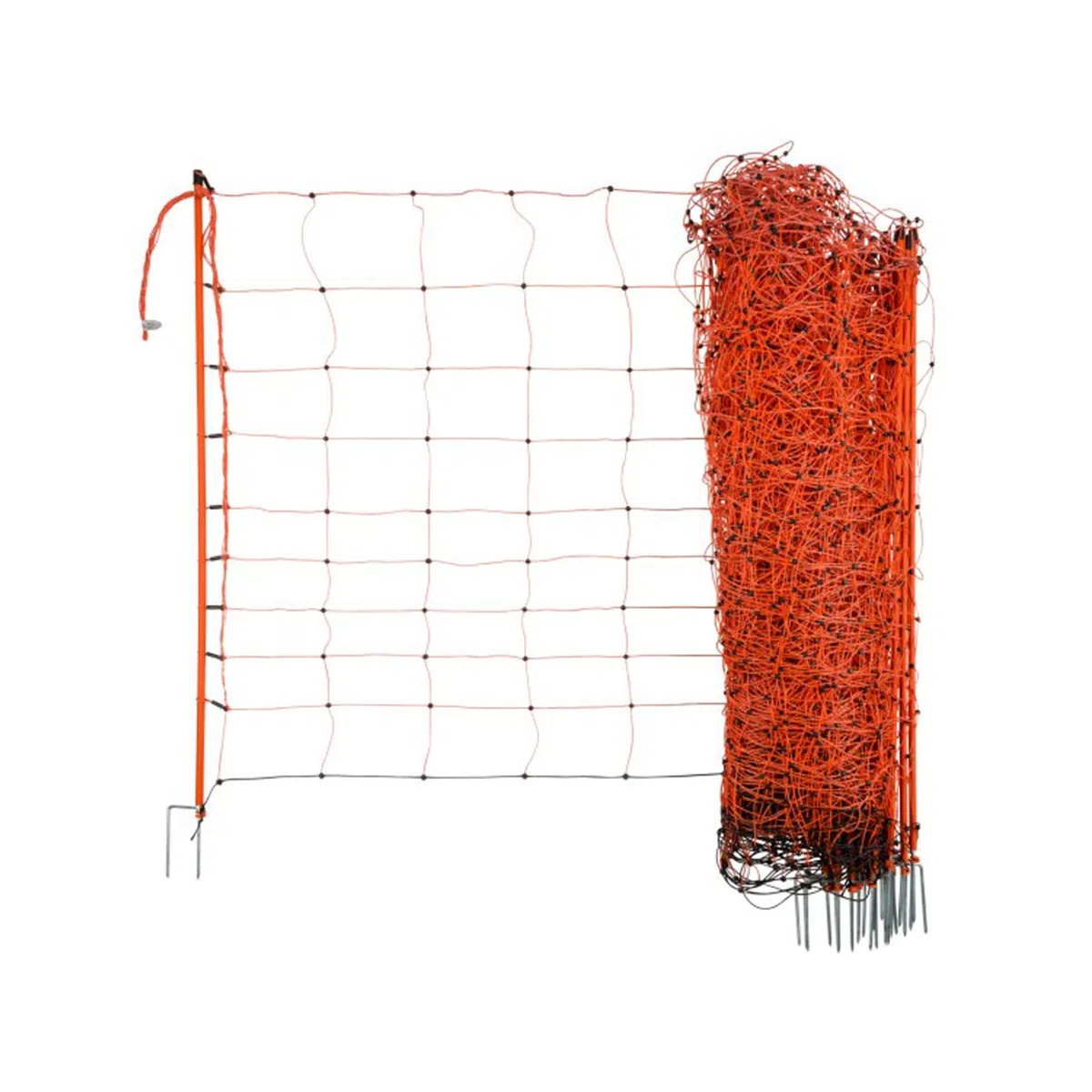 AKO Schafnetz OviNet, elektrifizierbar, mobiles Weidenetz, Weidezaun, Elektrozaun, Doppelspitze oder Einzelspitze, orange, 50m, 3 Jahre Garantie auf UV-Stabilität (Doppelspitze - Höhe: 108cm)