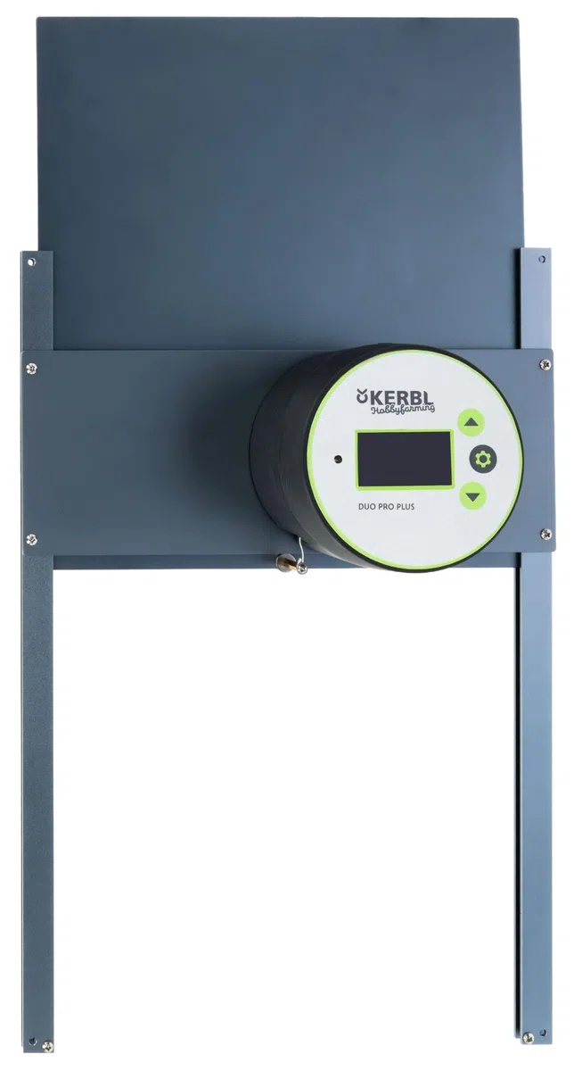 Kerbl Hobbyfarming Automatische Hühnertür Duo Pro Plus, Hühnerklappe, Kunststoff/Aluminium, 47x32,5cm, Tageslicht- und Zeitsteuerung, Selbstverriegelung