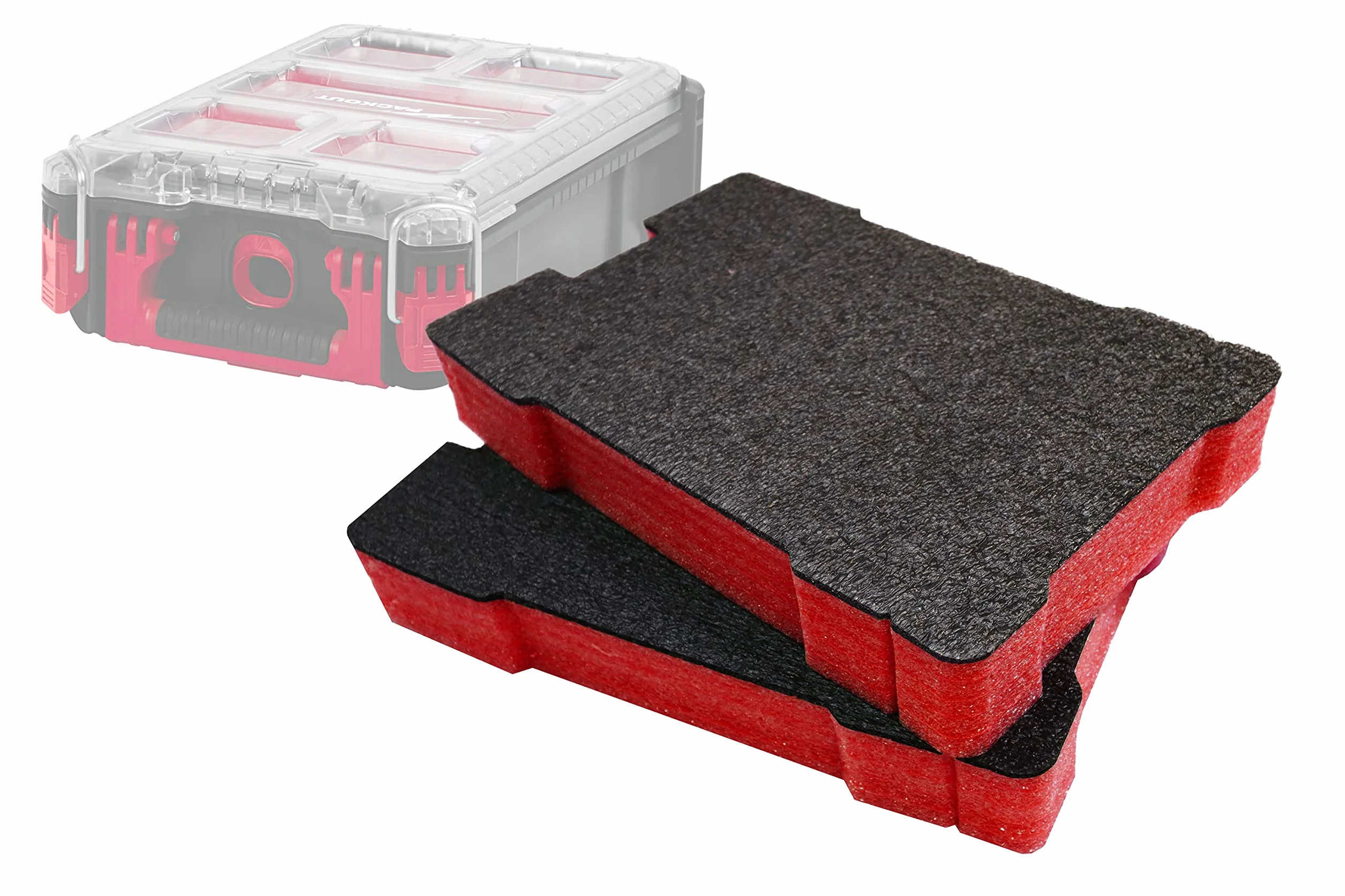 Shadow Foam Milwaukee Packout Organizer [Doppelpack] Schaumstoff für Milwaukee Packout Modular Systeme | Ideal für Lean, 5S, Kaizen & Custom Organizer (50mm, Rot)