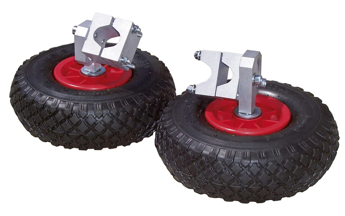 Kerbl 2x Stützräder für Schubkarre, 2er Set, Zusatzräder, Schubkarrenräder, schwarz, PU, Ø25cm, Landwirte, Hobbygärtner, Montage ohne Bohren
