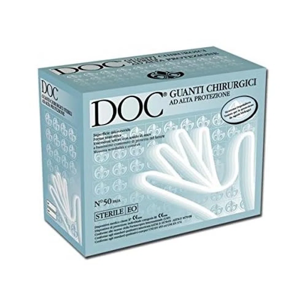 GIMA DOC Sterile Einweghandschuhe aus Latex, Gr. 7, Packung mit 50 Paar