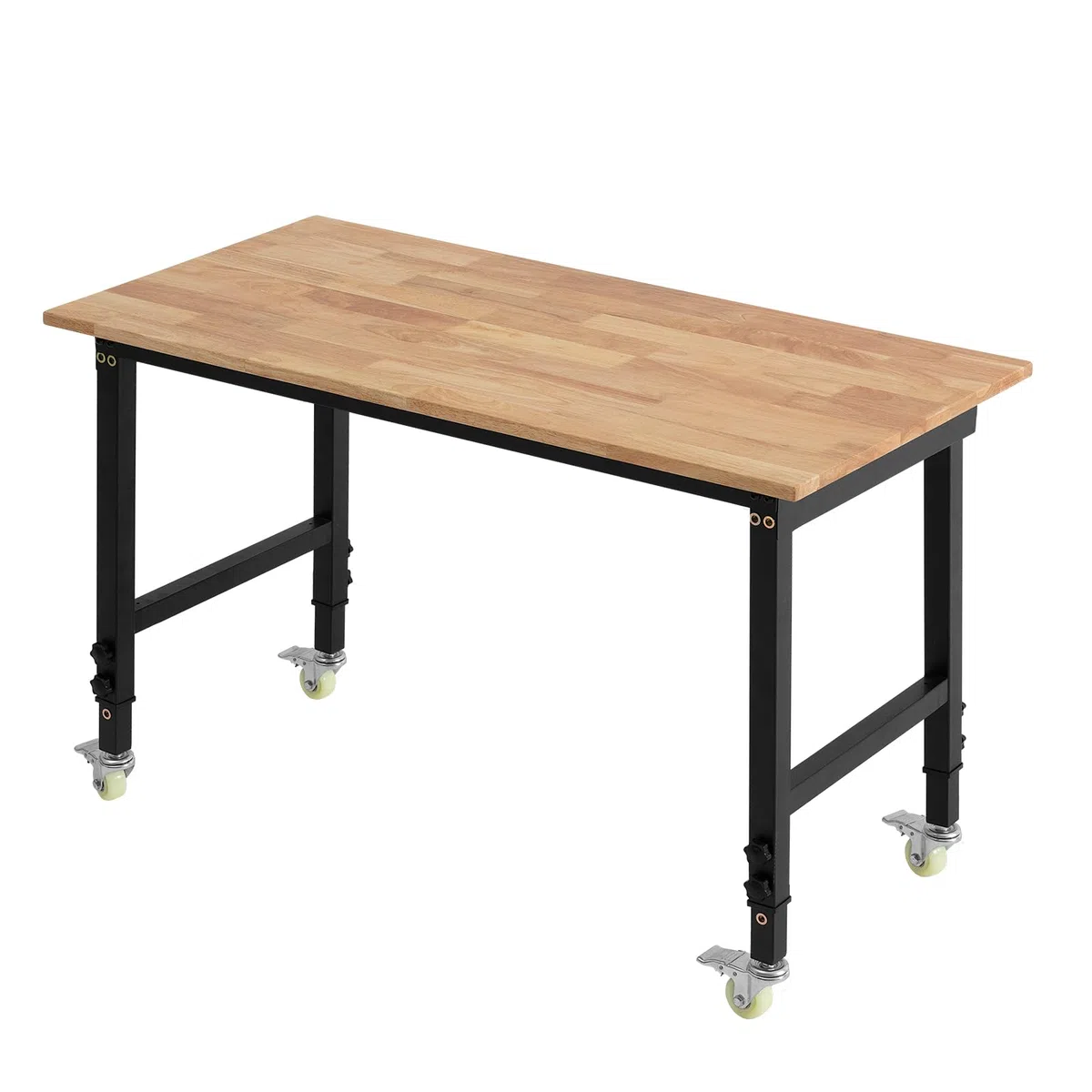 VEVOR Werkbank, 680 kg, Werkstatttisch mit Rolle, 122x60 cm große Arbeitsplatte aus Eichenholz, Arbeitstisch mit Höhenverstellung von 725-1075 mm, Werktisch für Garage, Werkstatt, Zuhause & Büro