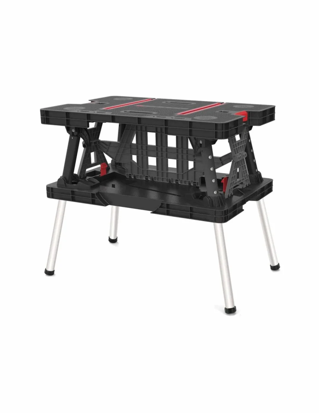 Keter Klappbarer Werkzeugtisch, 85 x 55,5 x 11,2 cm (geschlossen), 91 x 55,5 x 75,5 cm (offen); Tragkraft 450 kg; Farbe: Schwarz