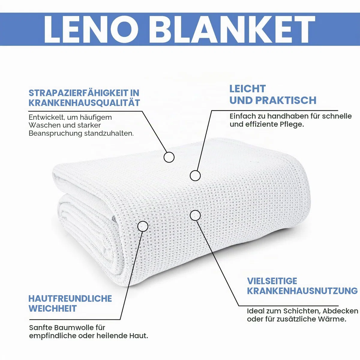 Linteum Textil-Krankenhaus-Thermodecke, 168 x 228 cm, 100% Baumwolle, atmungsaktiv, weich und gemütlich, offenzelliges Design, Bettdecke für Bett, Couch, Sofa-Überwurf für alle Jahreszeiten, 1,1 kg,