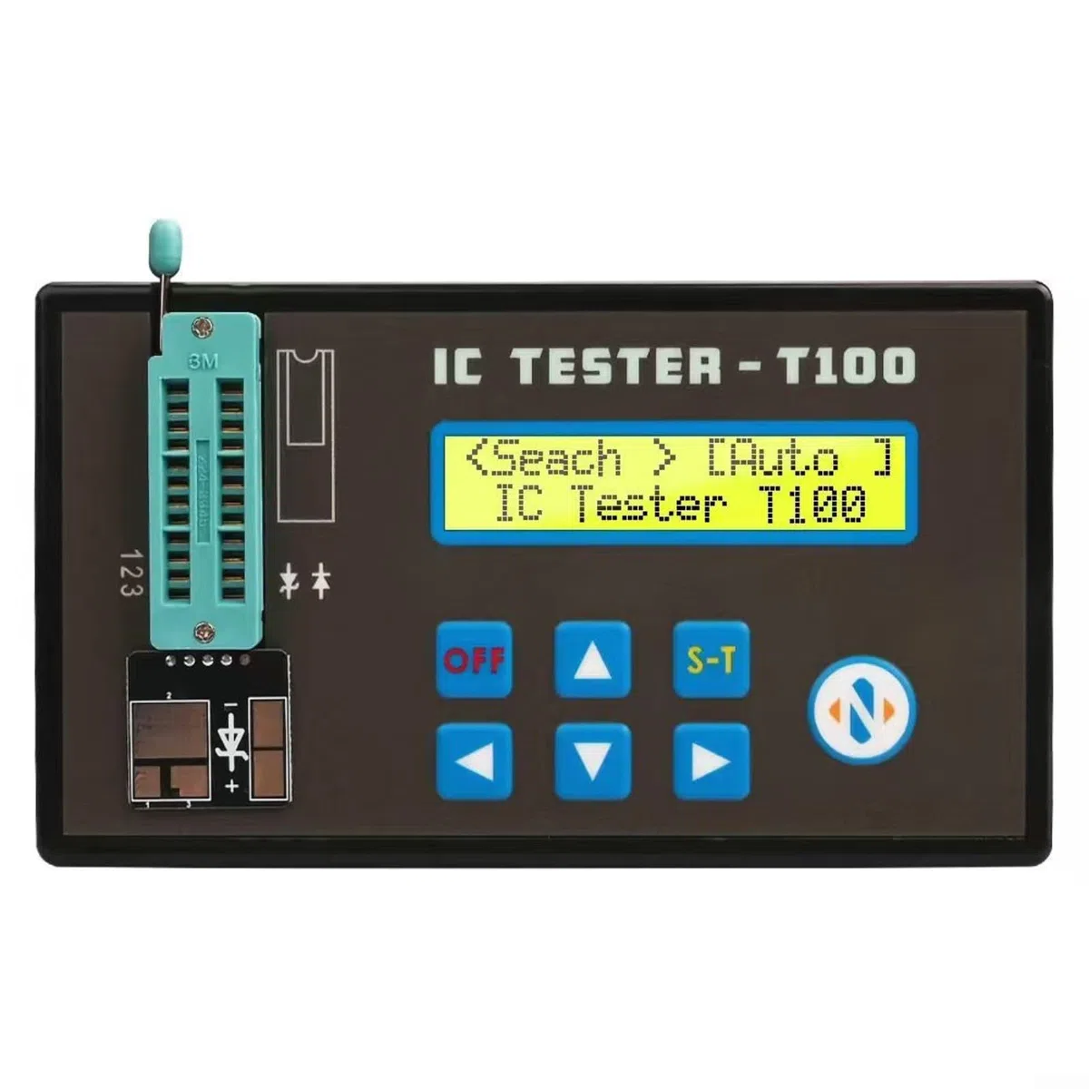 IC-Tester TESTER-T100 für Logikchips, Transistoren & Dioden – 1300+ Bauteile, 74HC/74LS/CD4000, Automatische Erkennung, Energiesparfunktion(Main unit + dock)