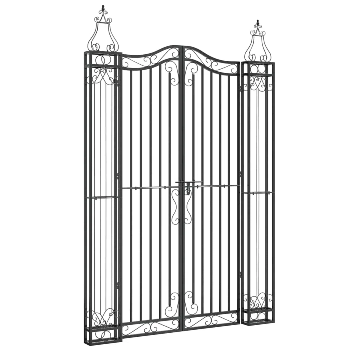 Homgoday Gartentor Schwarz 121x8x180 cm Schmiedeeisen Zauntor Model363433