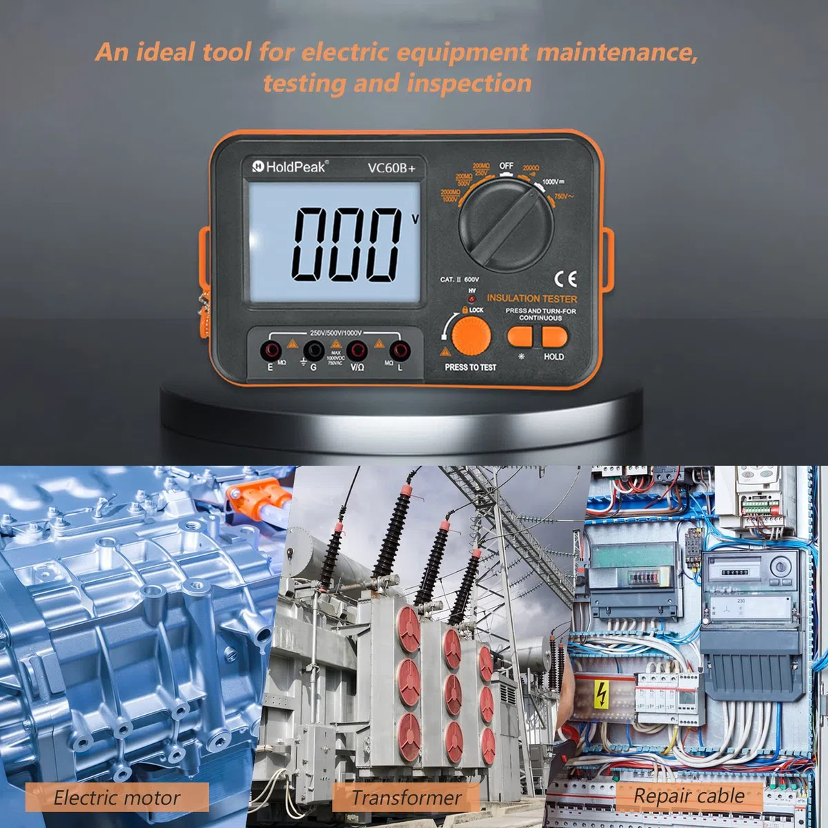 Isolationsmesser Isolationsmessgerät Digitaler Isolationswiderstandstester, Isolationsmesser 1999 Counts LCD Display 250/500/1000V Spannung, MegOhmmeter AC/DC Voltmeter, Isolationswiderstand 2000MΩ