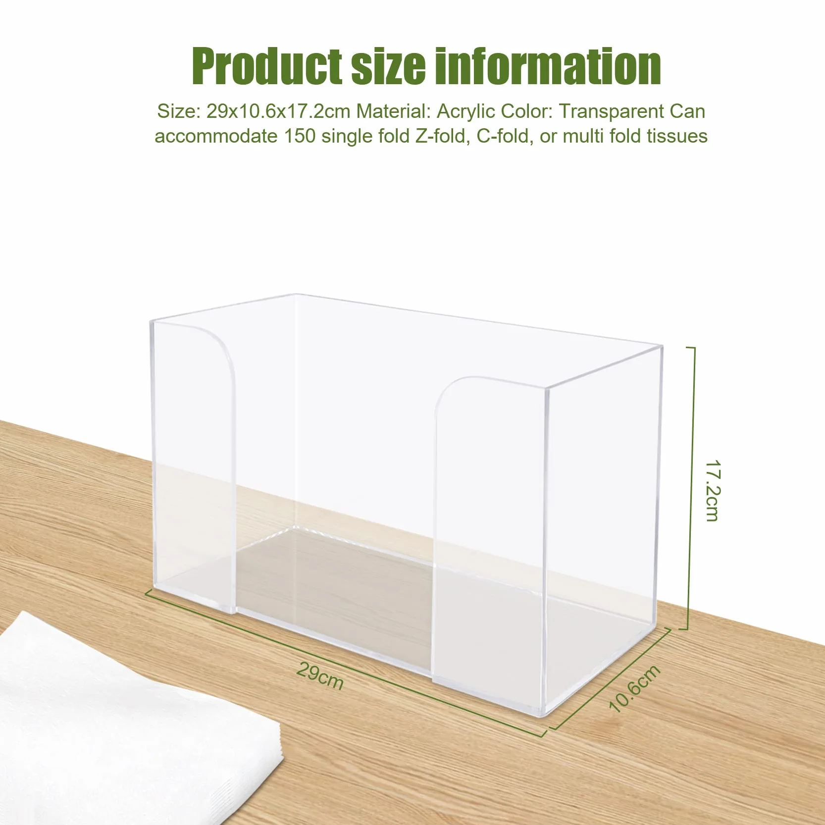 2 Stück Papierhandtuchspender, Acryl Transparenter Tissue Box, Serviettenspender, Paper Towel Dispenser, Gästehandtuchspender für Z-Faltung, C-Faltung Oder Mehrfach Gefaltete Papierhandtücher