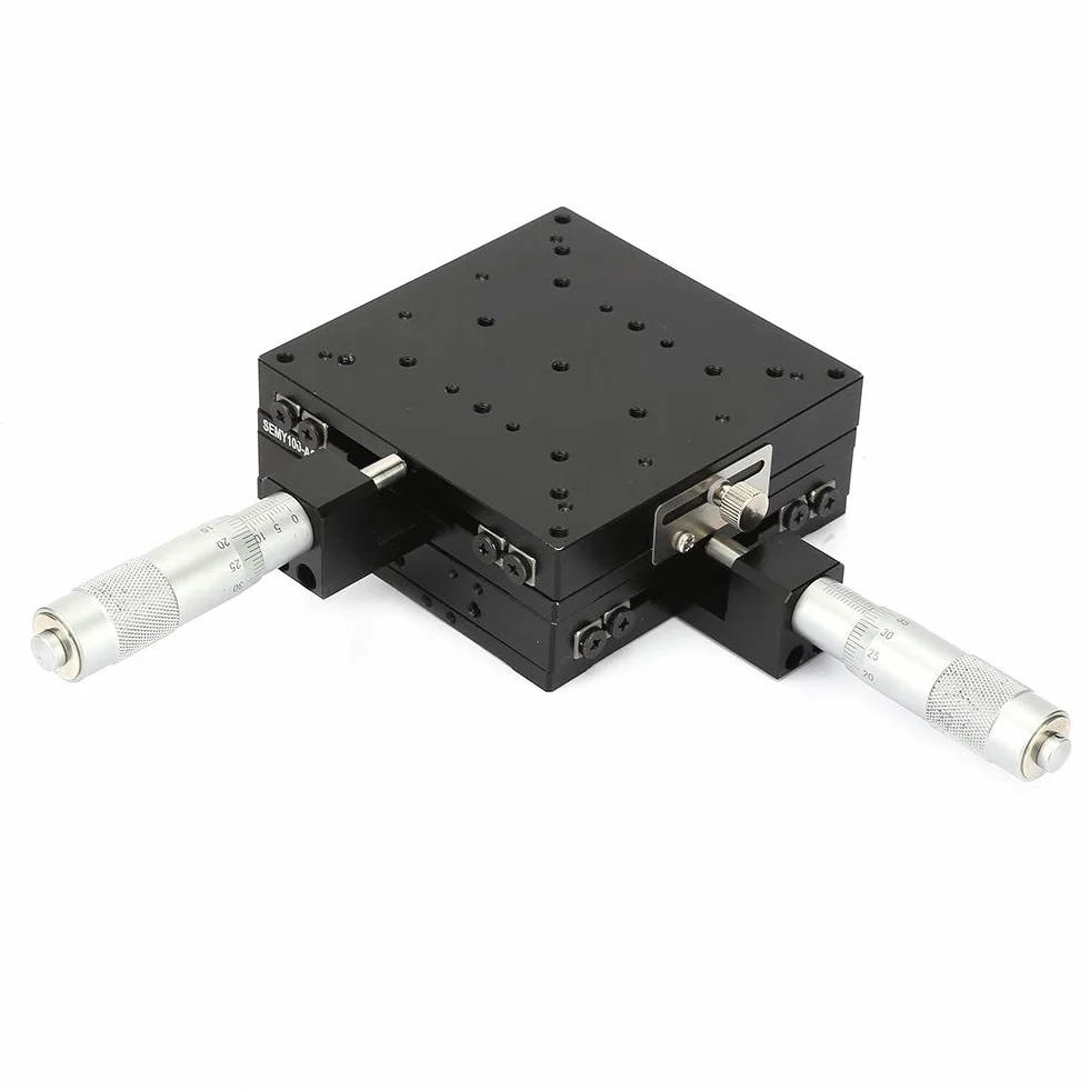 SEMY100 AC Micrometer Dia Table Trimming Plattform Kreuzrollenbühnen für Kapazitive Touchscreen -Produktionsproduktion Schwarz Aluminiumlegierung 100 * 100 * 40 Mm
