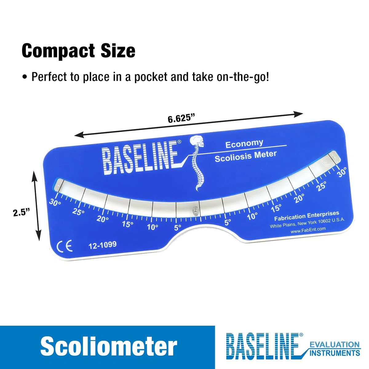 Baseline Scoliometer Kunststoff-Wirbelsäulenmessgerät – Tragbares Skoliose-Screening- und Wirbelsäulenrotations-Messinstrument mit Aufbewahrungstasche