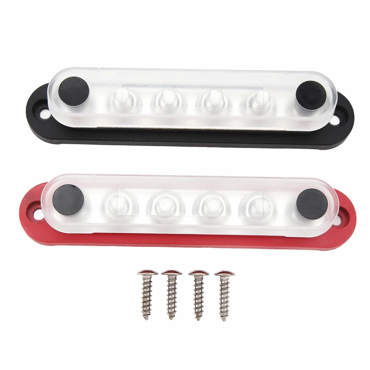 Power Distribution Block, M8 12V 48V 6 X 5/16in 6 Kanal Terminal Studs Bus Bar 2 Stück Fahrzeug Staubschutz
