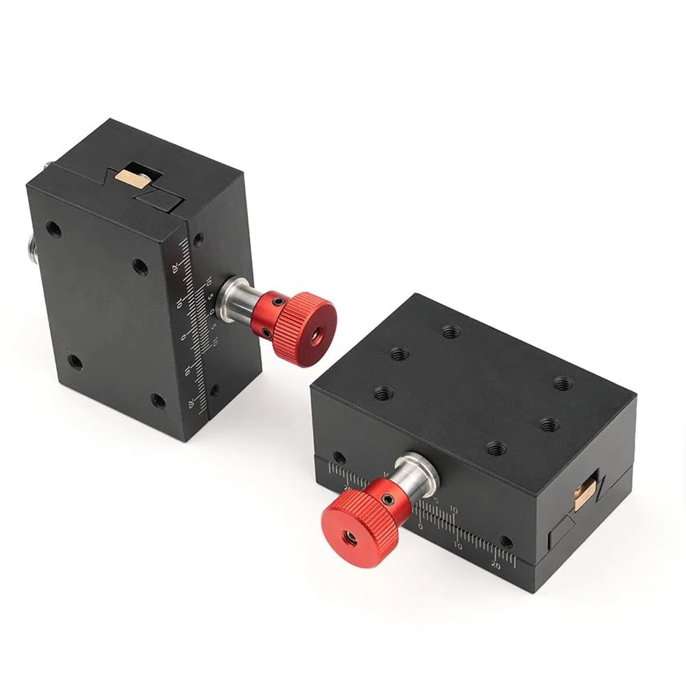 X Direction Manuelle lineare Bühne, 40 mm Reise Aluminiumlegierung Zahnstange und Ritzel Bühne für Präzisionsinstrumente, Schwarz/Messing