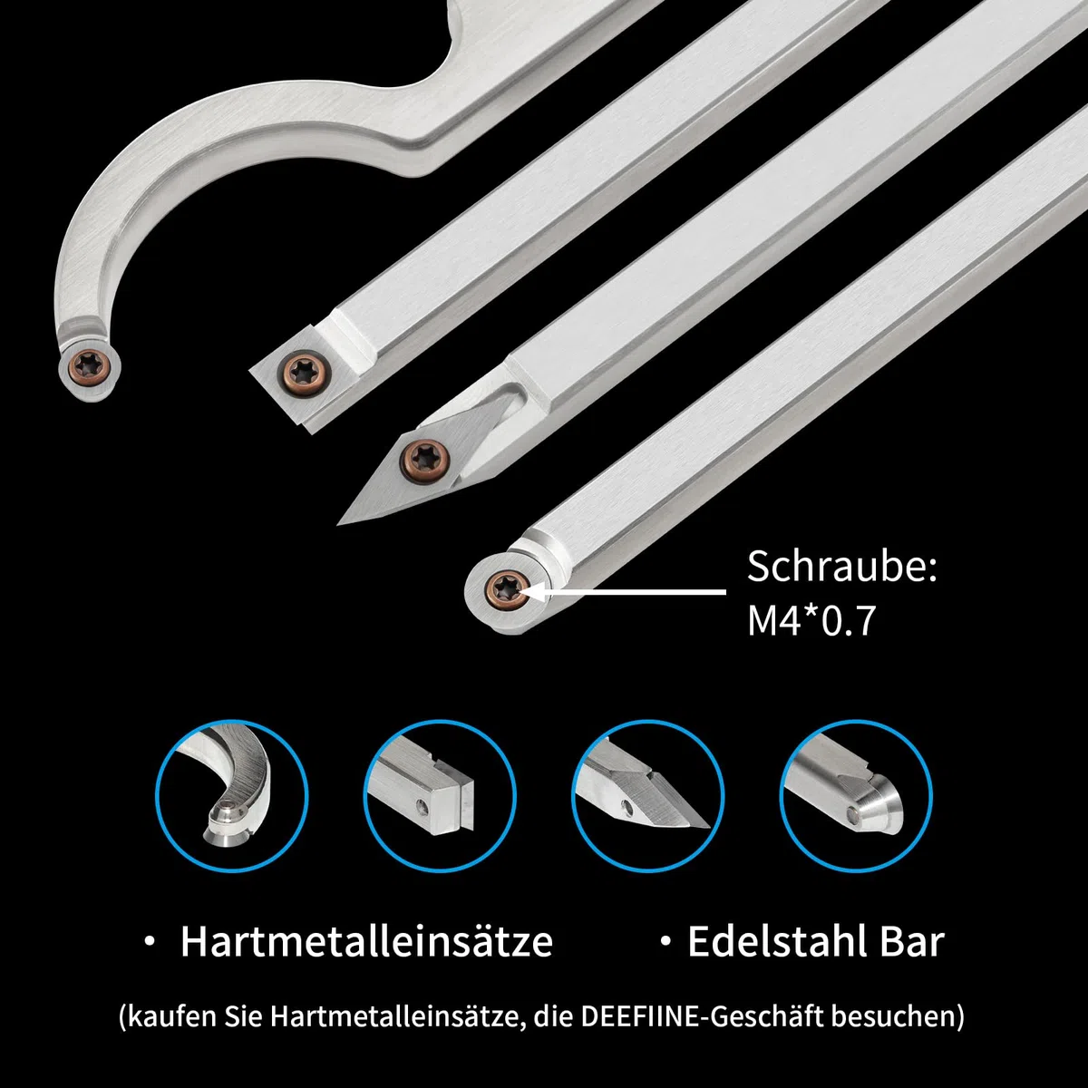 Drechseleisen Set,Drehwerkzeuge für Holz Mit Hartmetall-Schneidplatten,verstellbare Drechselmesser set Für Drechselbank Schnitzholz.(6B)