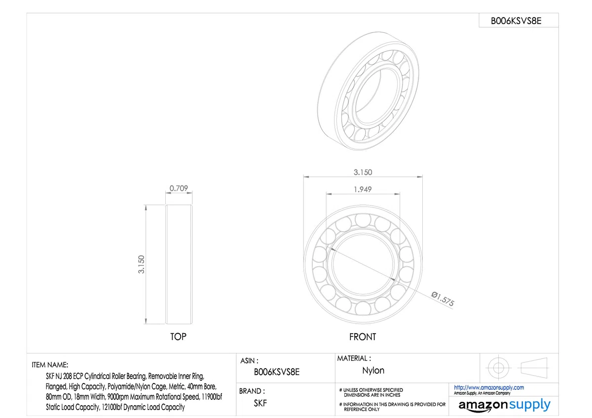 SKF Zylinderrollenlager NJ 208 ECP