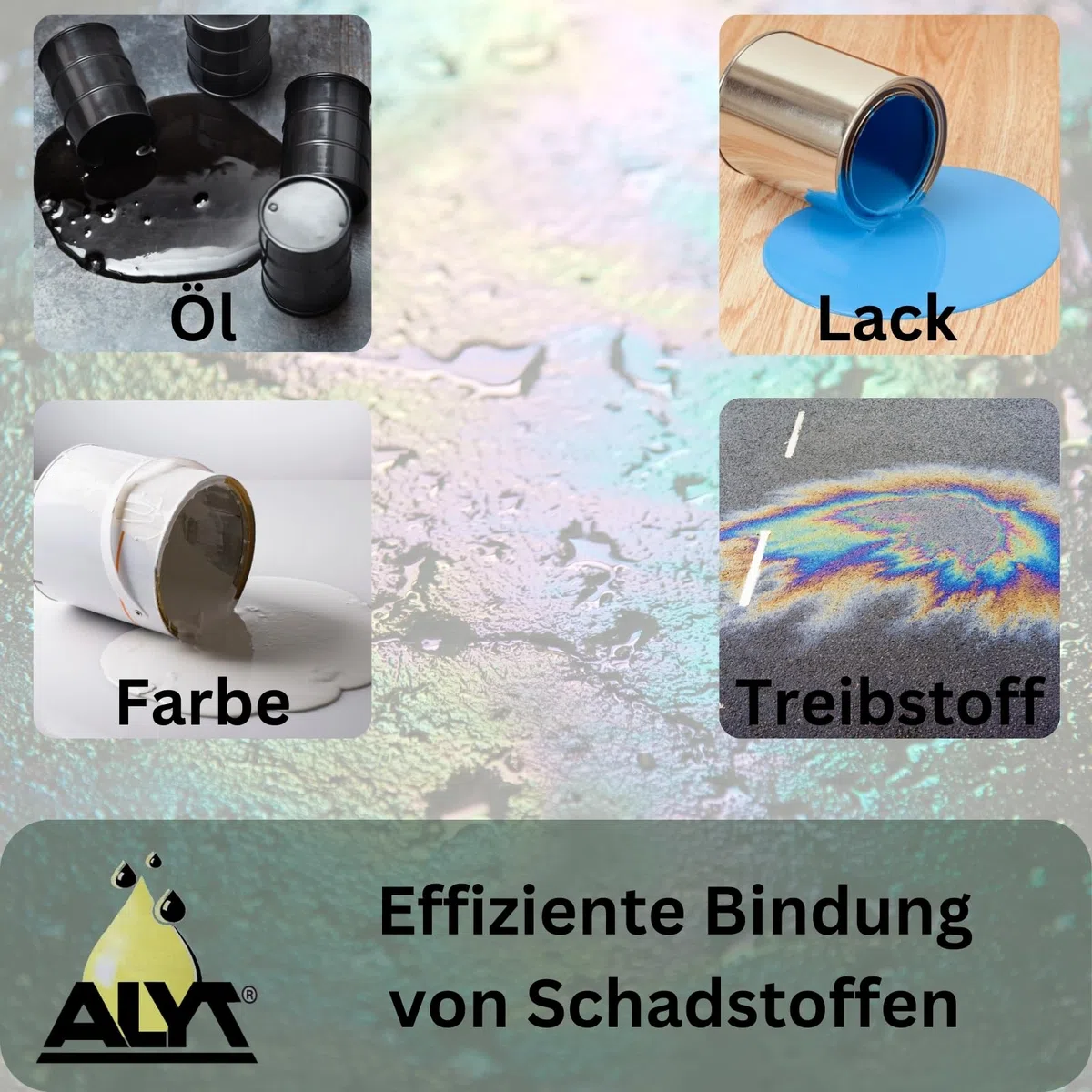 ALYT 40 Liter Ölbindemittel Typ III R Chemikalienbinder Granulat | Mineralisches Feingranulat für Öl, Kraftstoffe, Laugen, Lösemittel und Chemikalien auf festen Untergründen