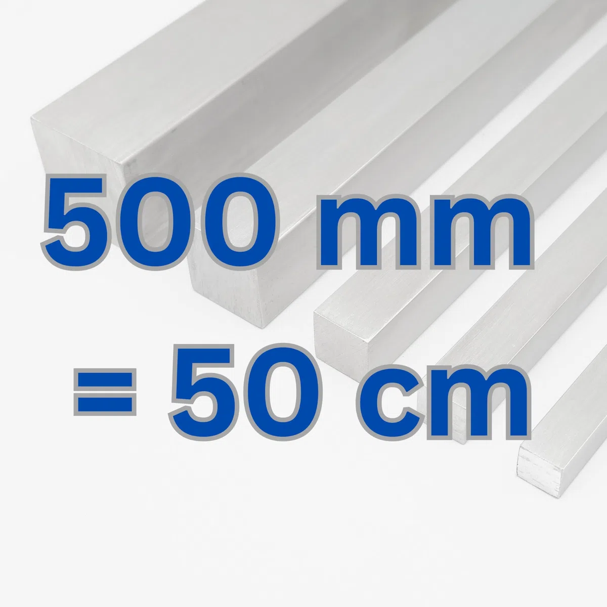 Alu Stange AlMgSi0,5 Aluminium Vierkant 4-kant Stab Vollmaterial Vierkantprofil Kantenmaße 10-30mm, Länge 50-2000mm, 4-kant (Länge: 500 mm = 50 cm, 30x30 mm)