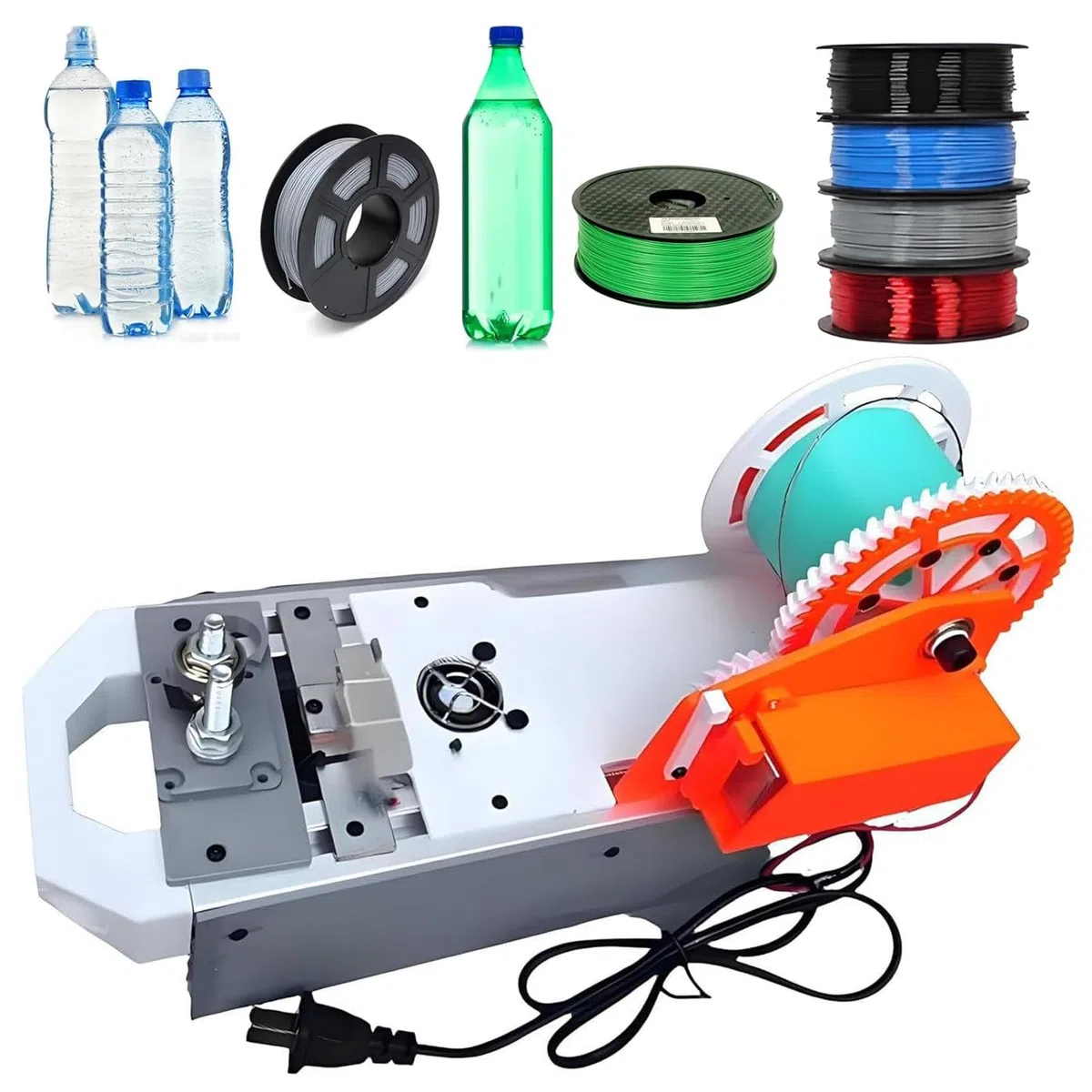3D-Drucker-Extruder-Filament-Maker-Maschine, Desktop-Filament-Maker-Maschine, Digitale Temperaturregelung, recycelte PET-Flaschen-Recycler, für Familien, Heimwerker White