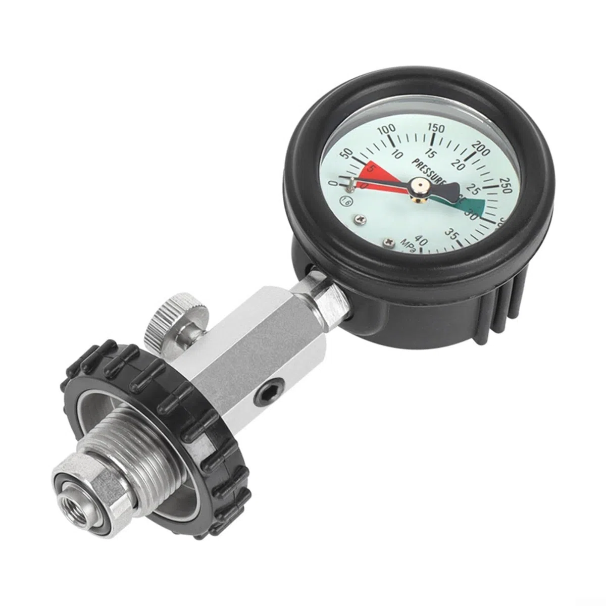 Tauchflasche Druckmessgerät G5/8 Gewinde 0-300 BAR Edelstahl Messing für DIN Tauchzylinder Druckanzeige Manometer Tauchen Ausrüstung Schwarz