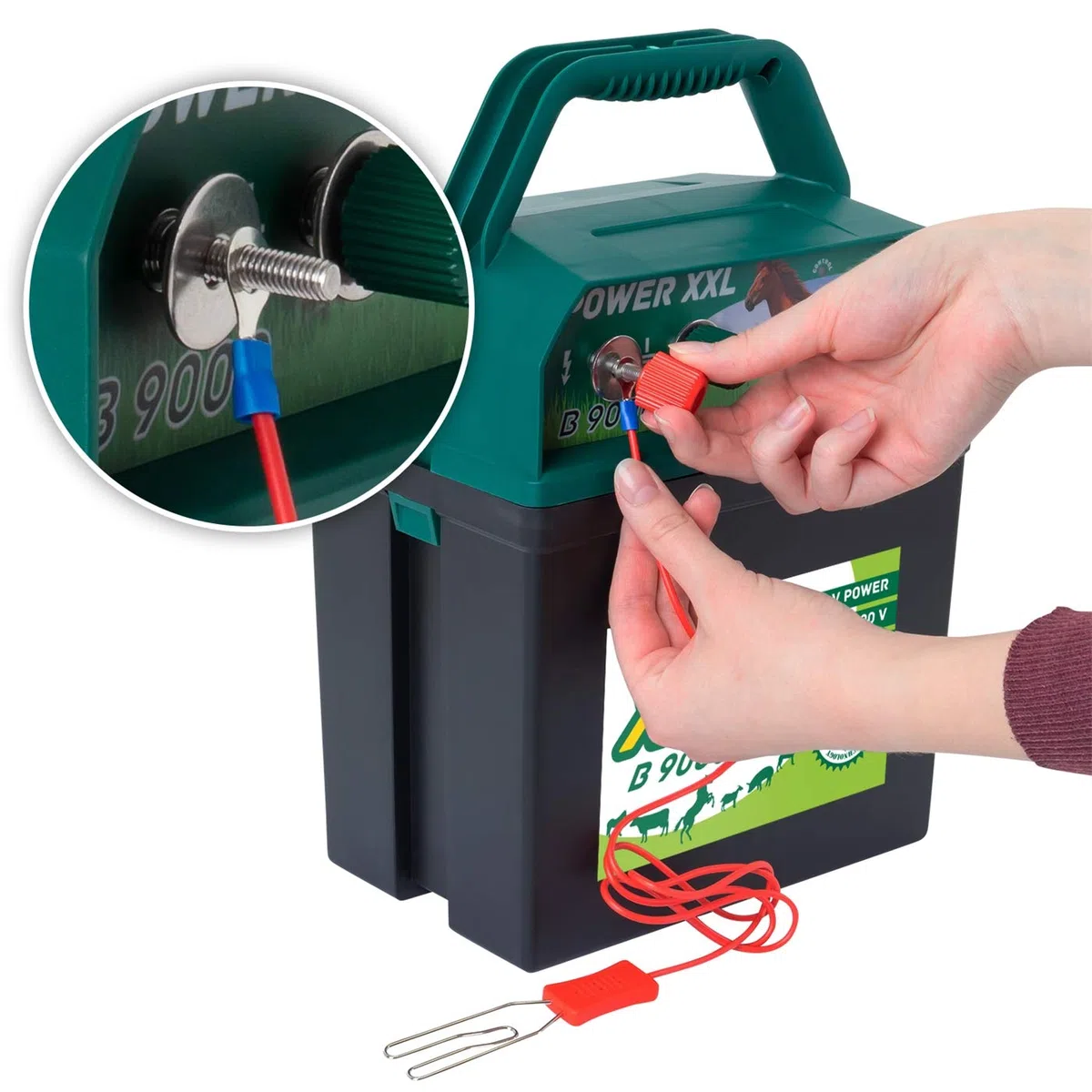 B 9.000 Effektives Weidezaungerät 9V/12V Elektrozaungerät für einen sicheren Weidezaun, Pferd, Pony, Rind