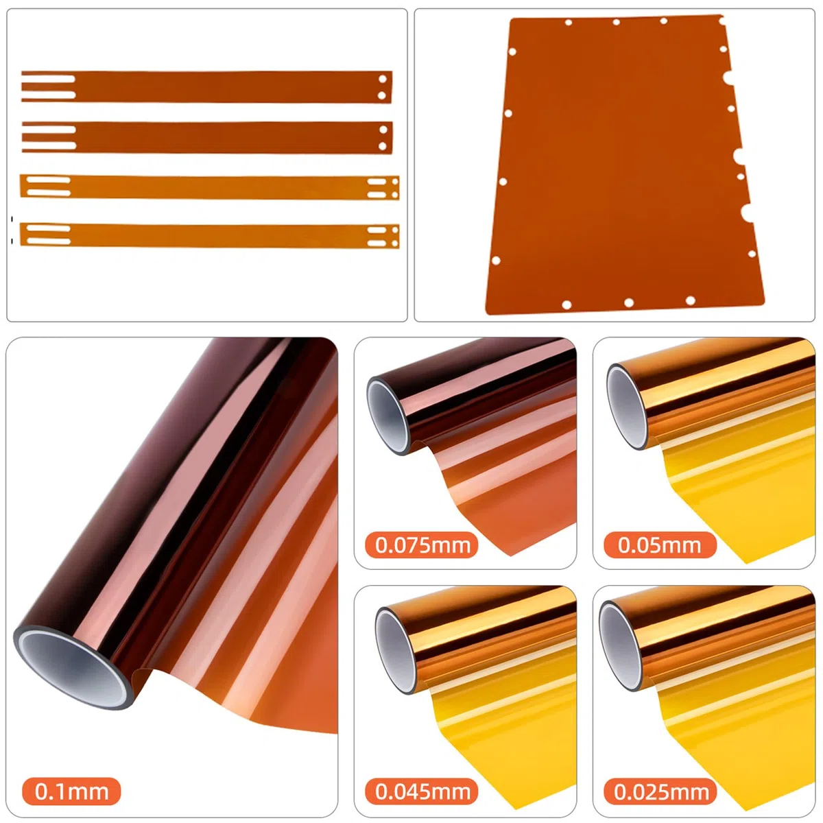 Polyimid PI Folie 0,2–1mm, 500/520mm Breite, Hochtemperatur- und Elektrisch Isolierende Hitzeresistente Kapton Folie für Elektronik, Motoren und Industrieanwendungen,0.2x520mm