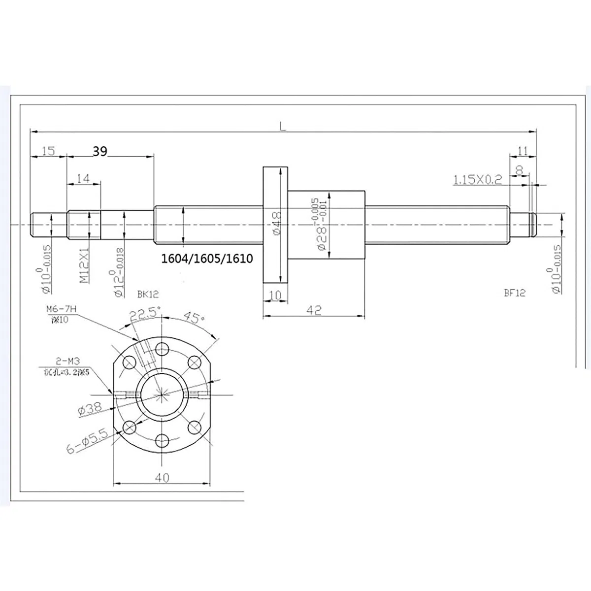 SFU1604 Kugelumlaufspindel 1000mm Antibacklash Kugelumlaufspindel Gewindemutter Spielfrei ohne Endstützen RM1604 1000mm Rolled Ballscrew für CNC